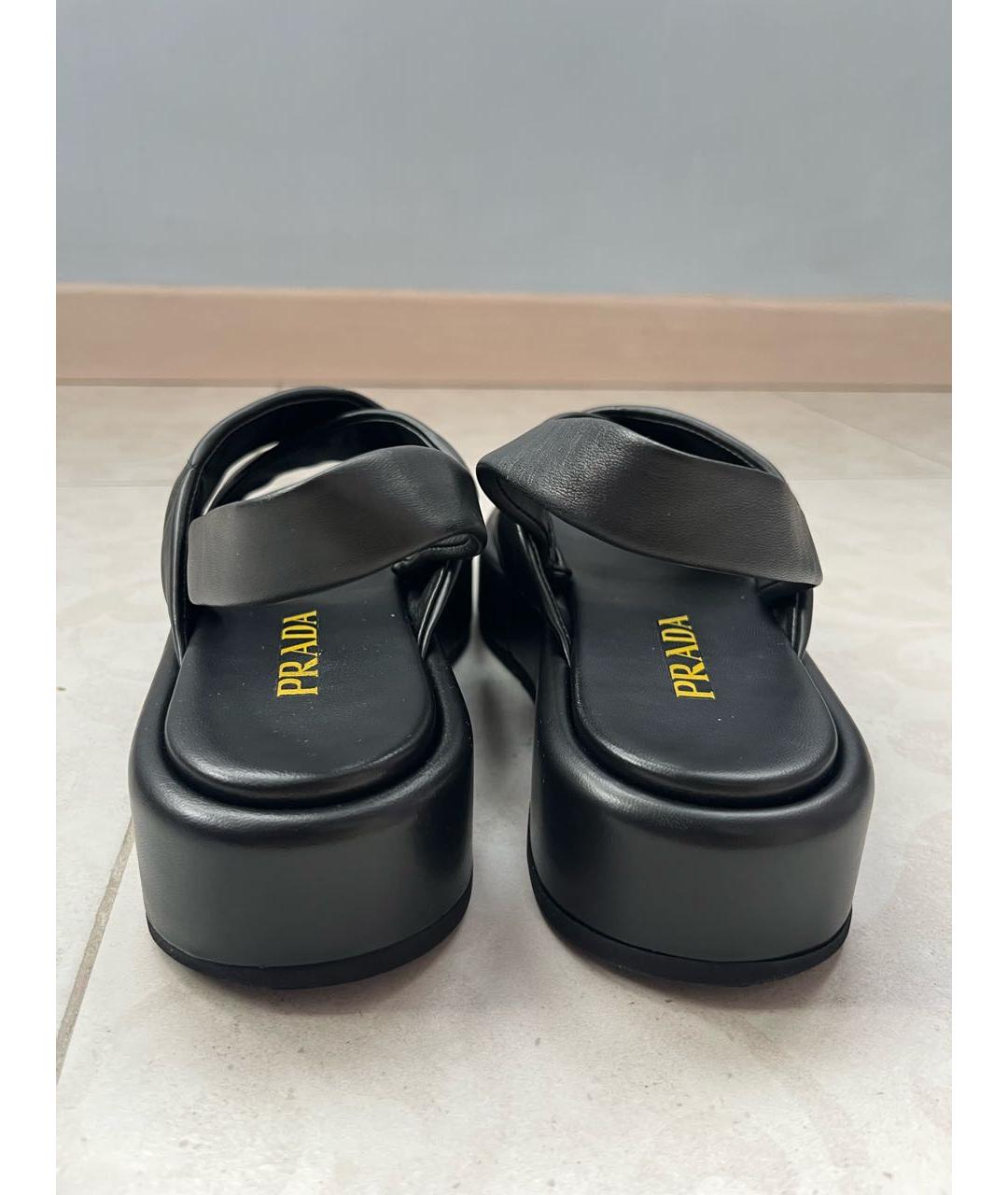 PRADA Черные кожаные сандалии, фото 4