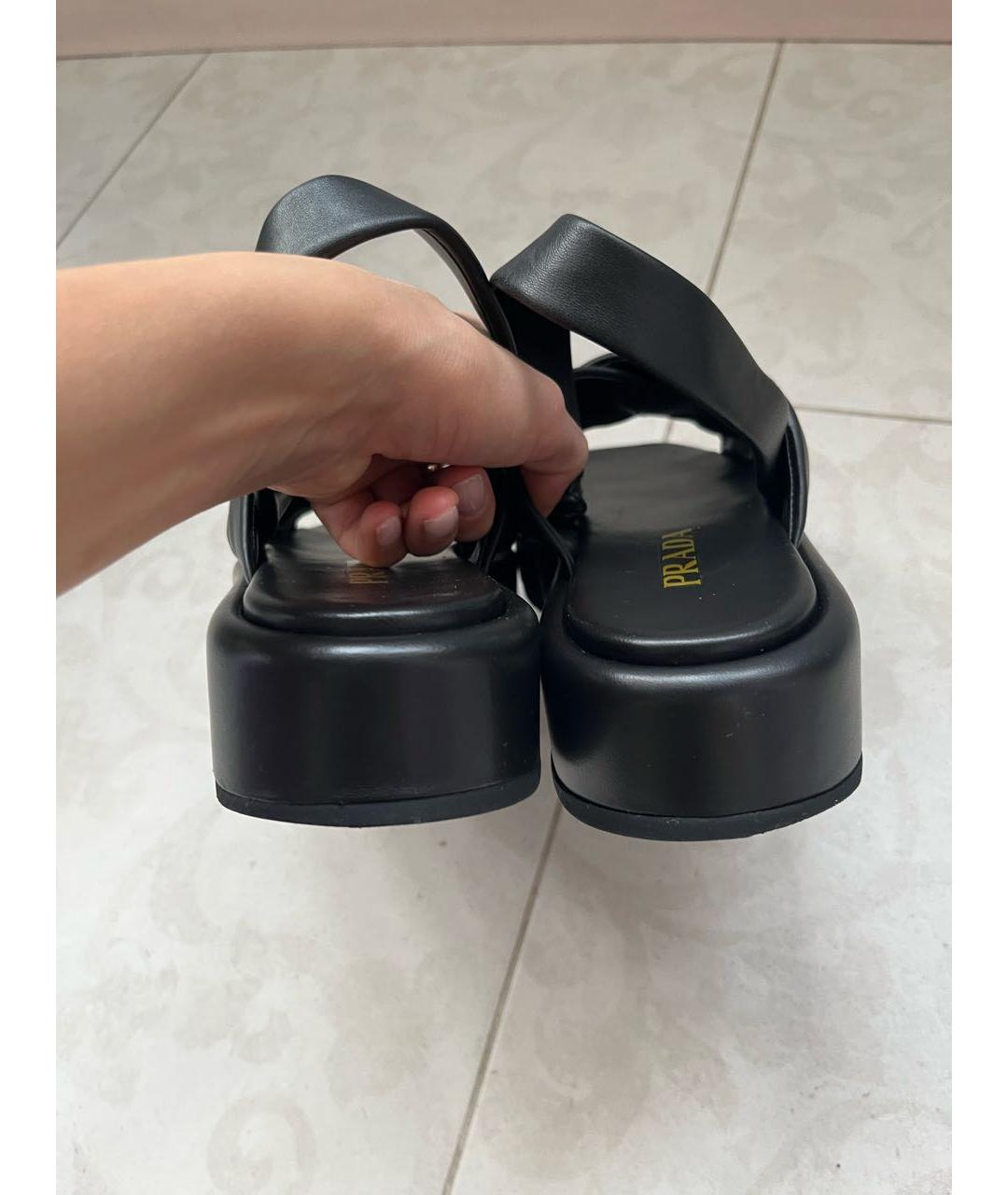 PRADA Черные кожаные сандалии, фото 5