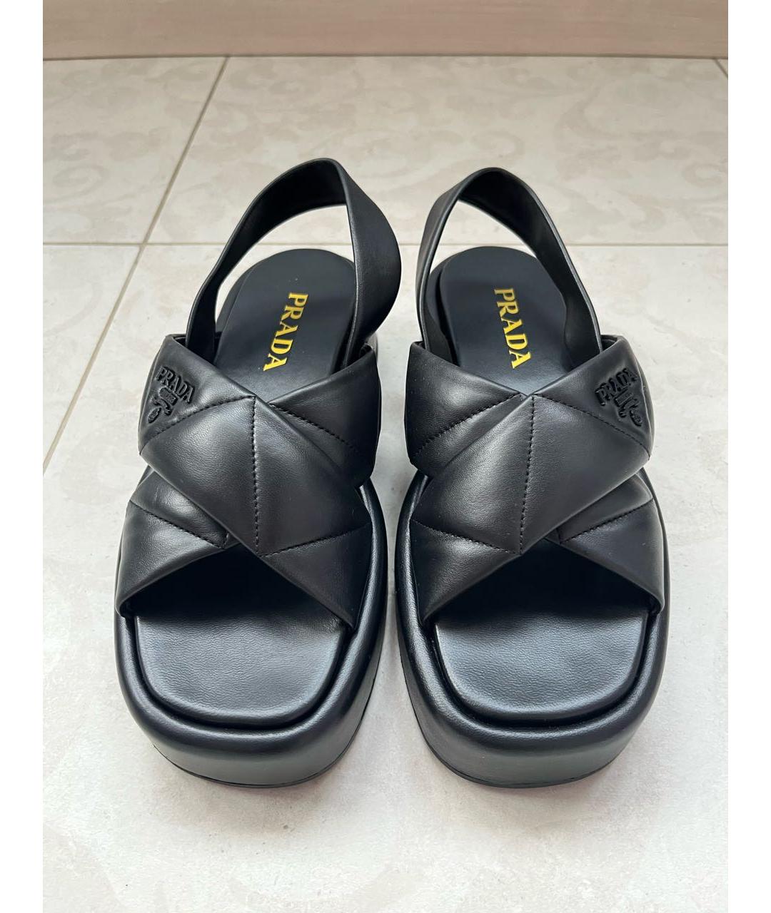 PRADA Черные кожаные сандалии, фото 2