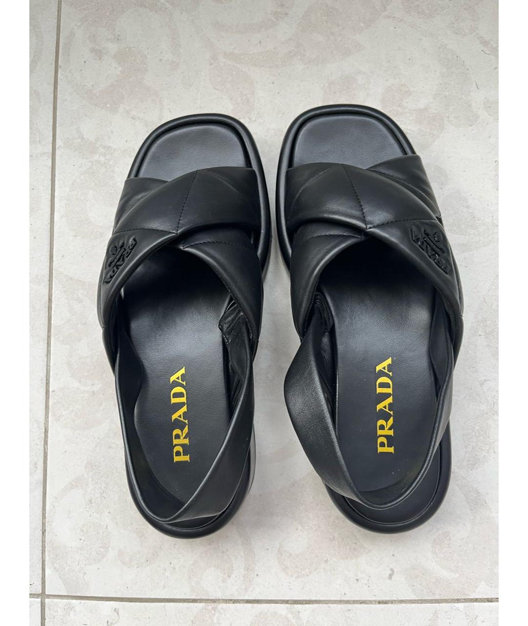 PRADA Черные кожаные сандалии, фото 3