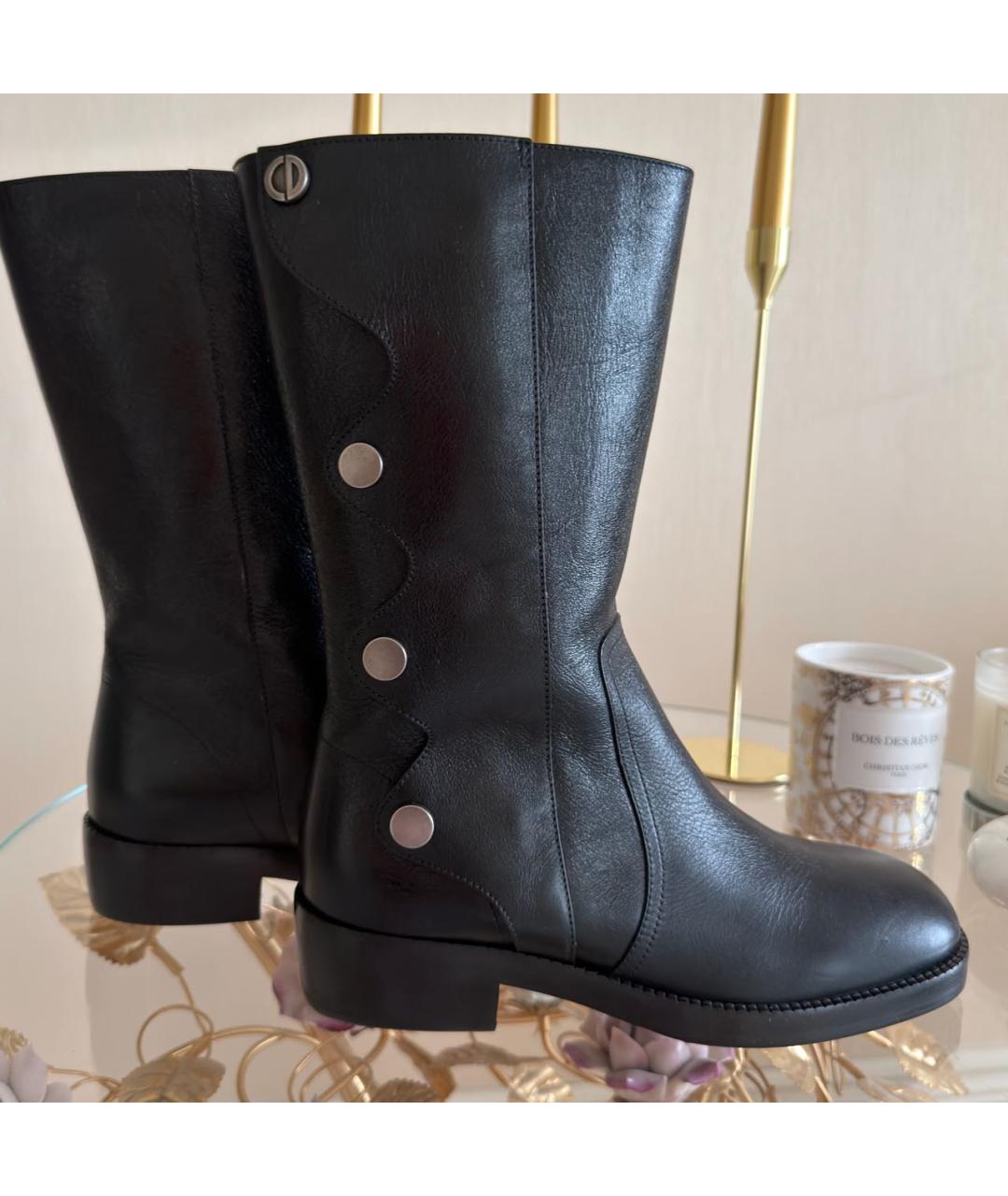 CHRISTIAN DIOR Черные кожаные полусапоги, фото 6