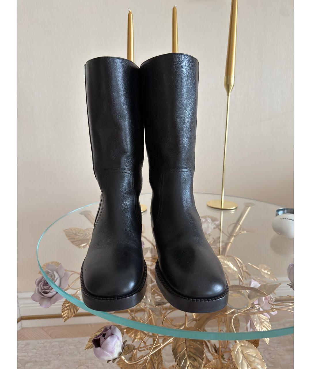 CHRISTIAN DIOR Черные кожаные полусапоги, фото 2