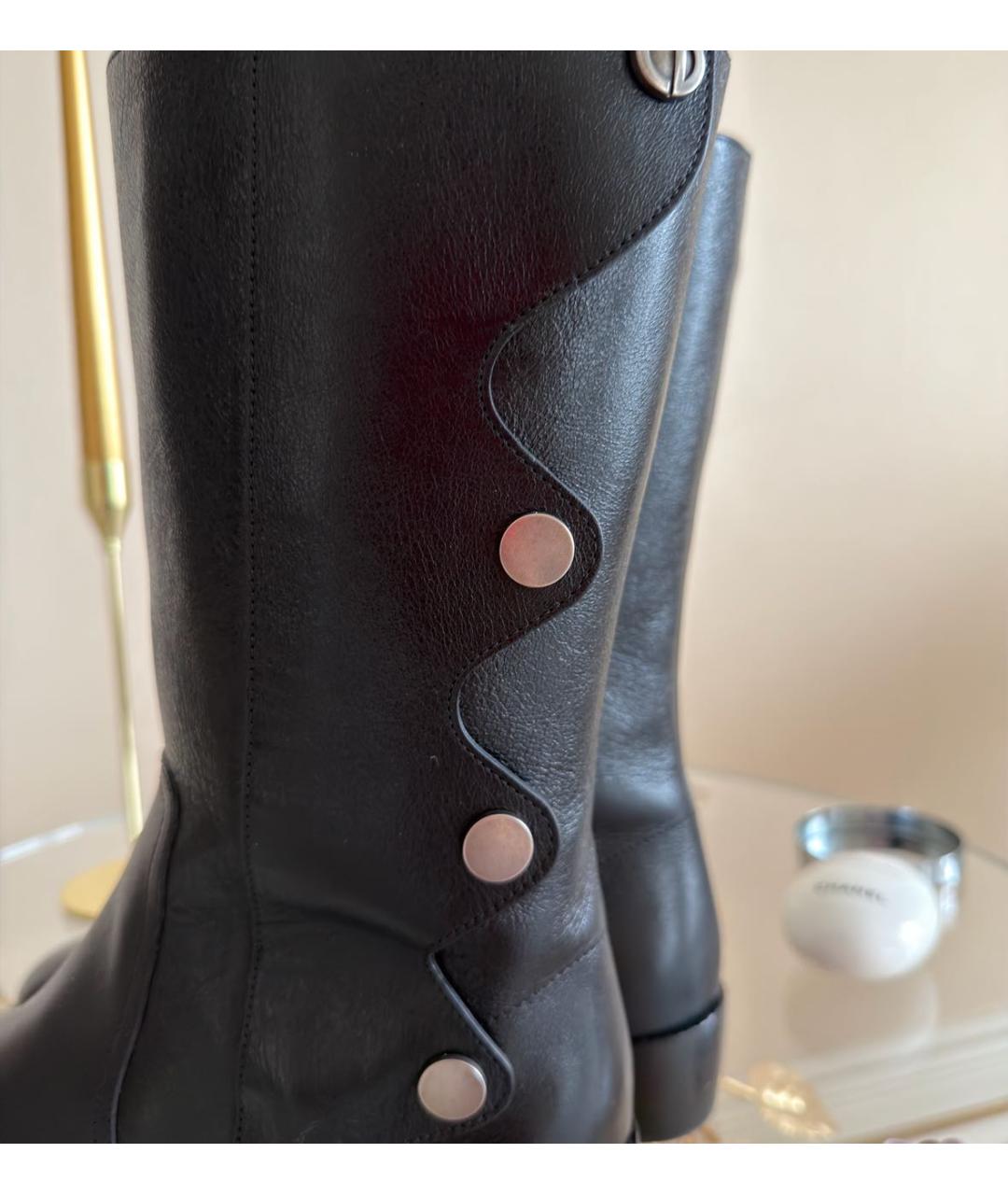 CHRISTIAN DIOR Черные кожаные полусапоги, фото 5