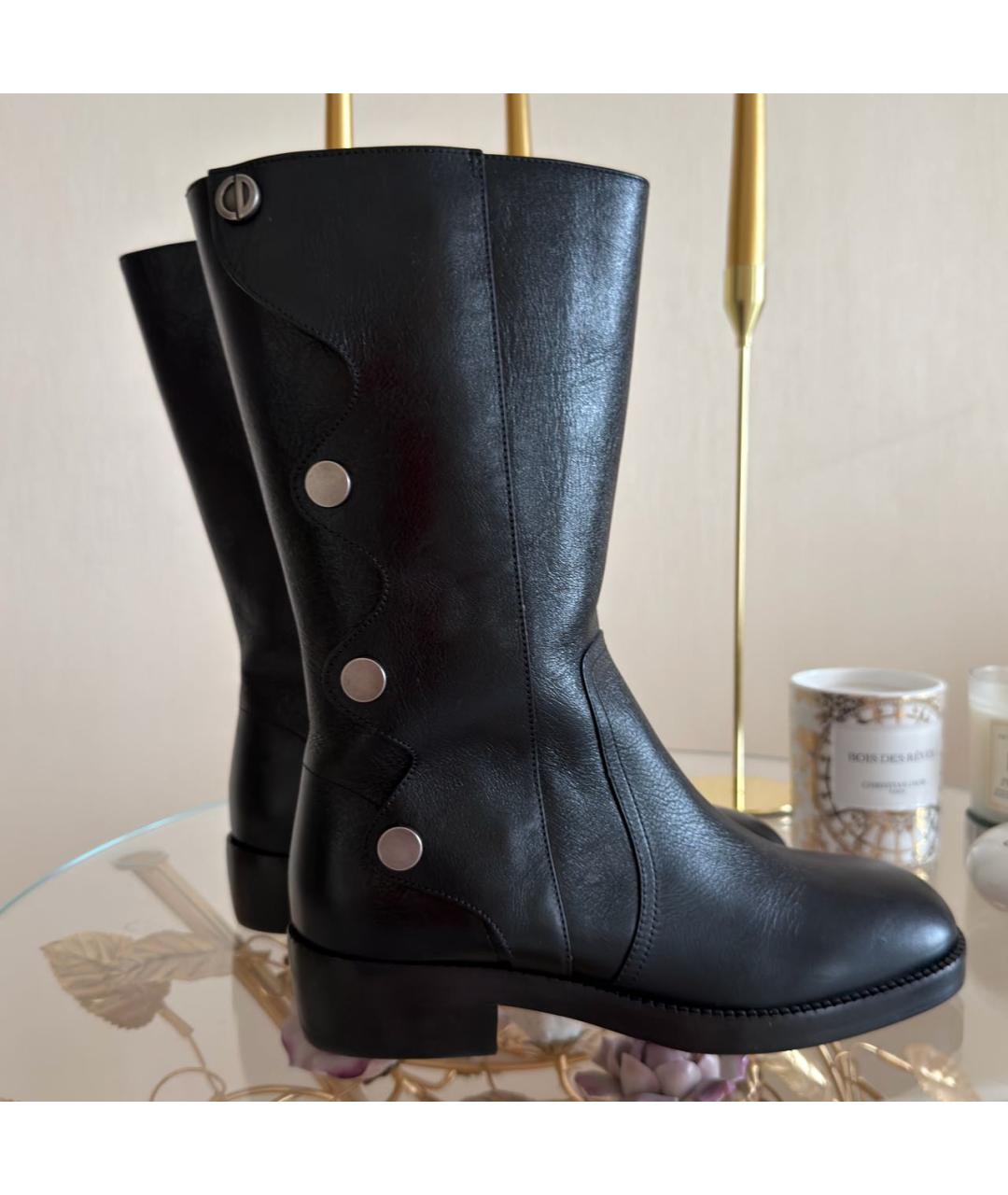 CHRISTIAN DIOR Черные кожаные полусапоги, фото 7