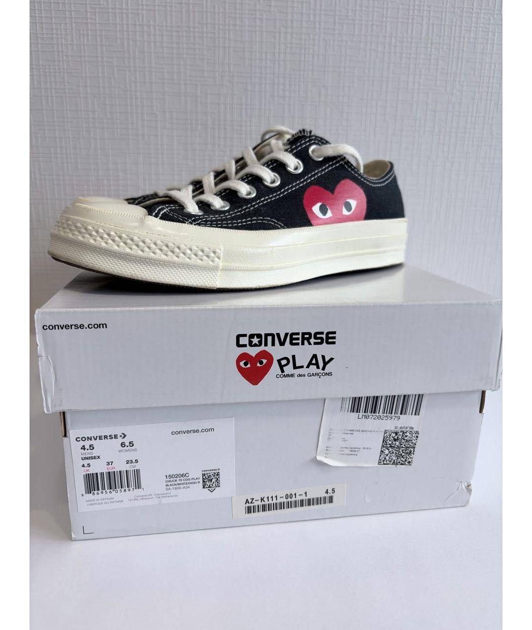 COMME DES GARÇONS PLAY Черные кеды, фото 3