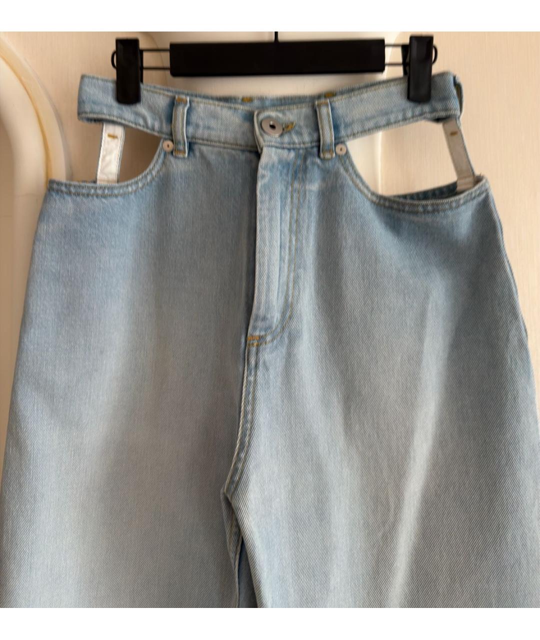 MAISON MARGIELA Голубые хлопковые прямые джинсы, фото 6