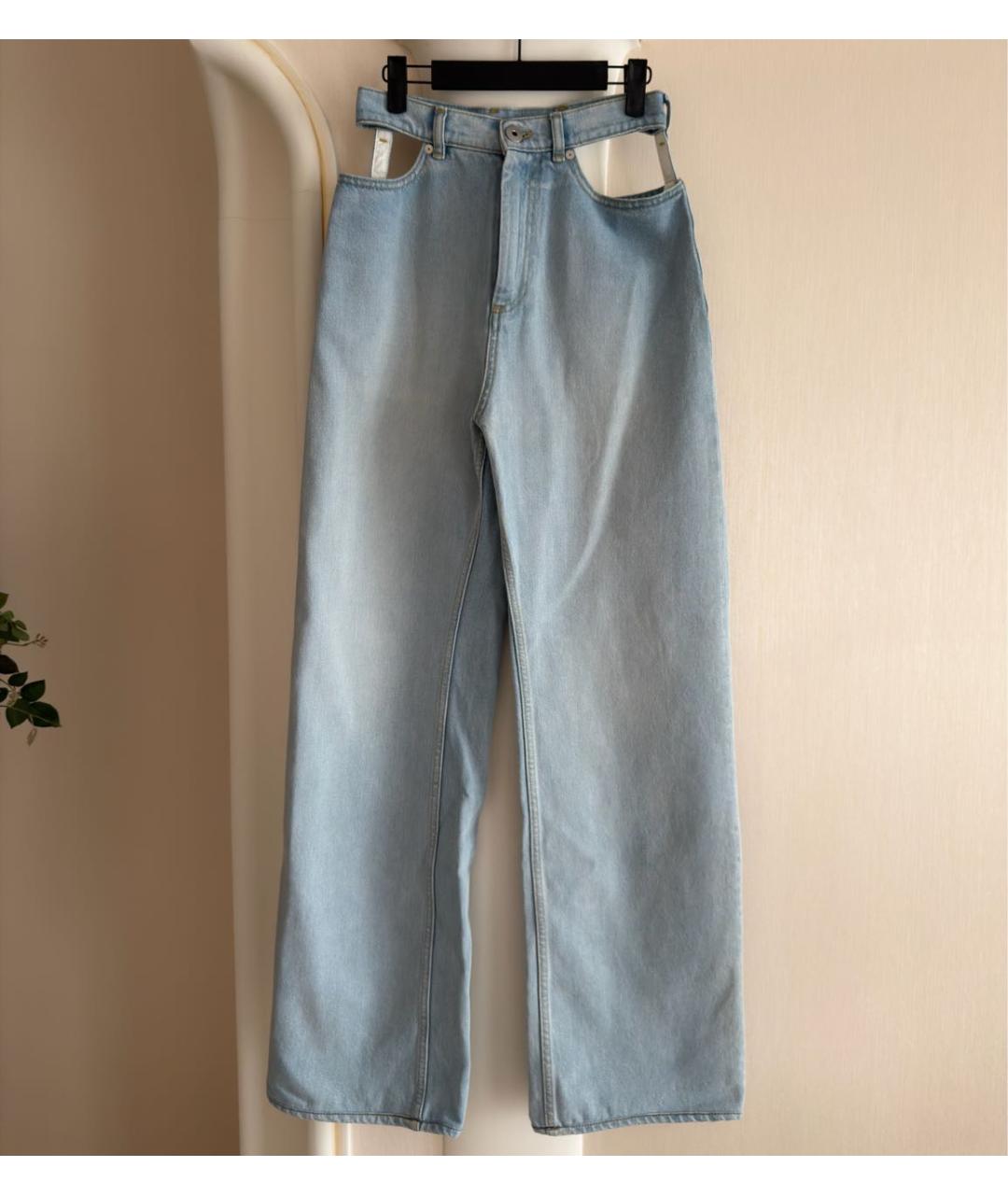 MAISON MARGIELA Голубые хлопковые прямые джинсы, фото 7