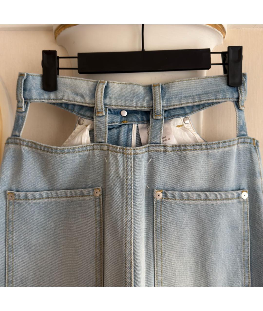 MAISON MARGIELA Голубые хлопковые прямые джинсы, фото 5