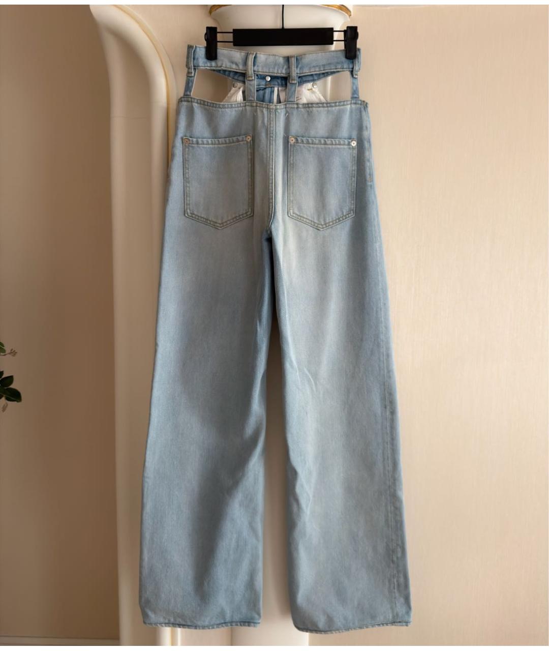 MAISON MARGIELA Голубые хлопковые прямые джинсы, фото 3