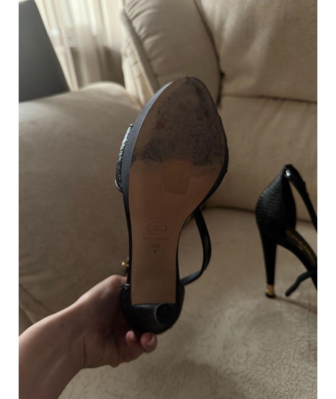 CHANEL Черные кожаные босоножки, фото 3