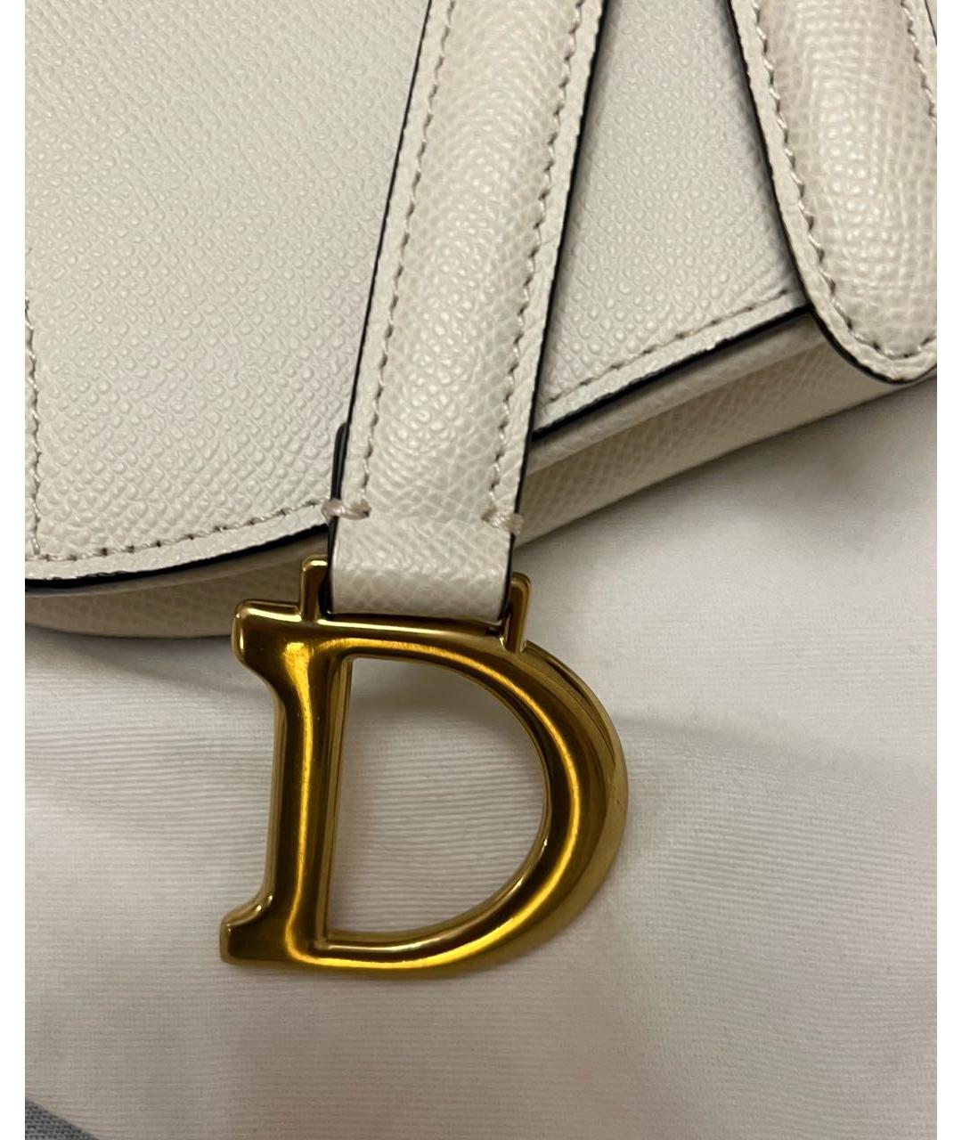 CHRISTIAN DIOR Белая кожаная сумка с короткими ручками, фото 5