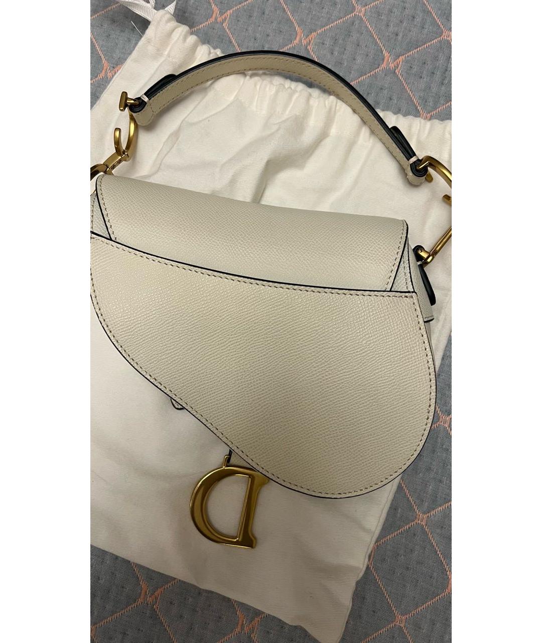 CHRISTIAN DIOR Белая кожаная сумка с короткими ручками, фото 2