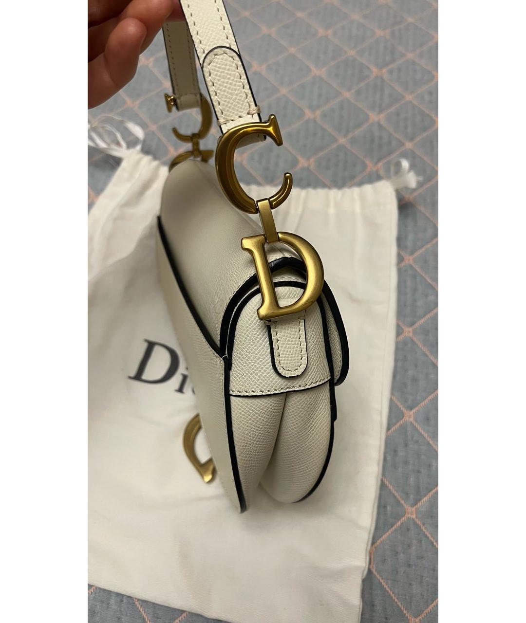 CHRISTIAN DIOR Белая кожаная сумка с короткими ручками, фото 3