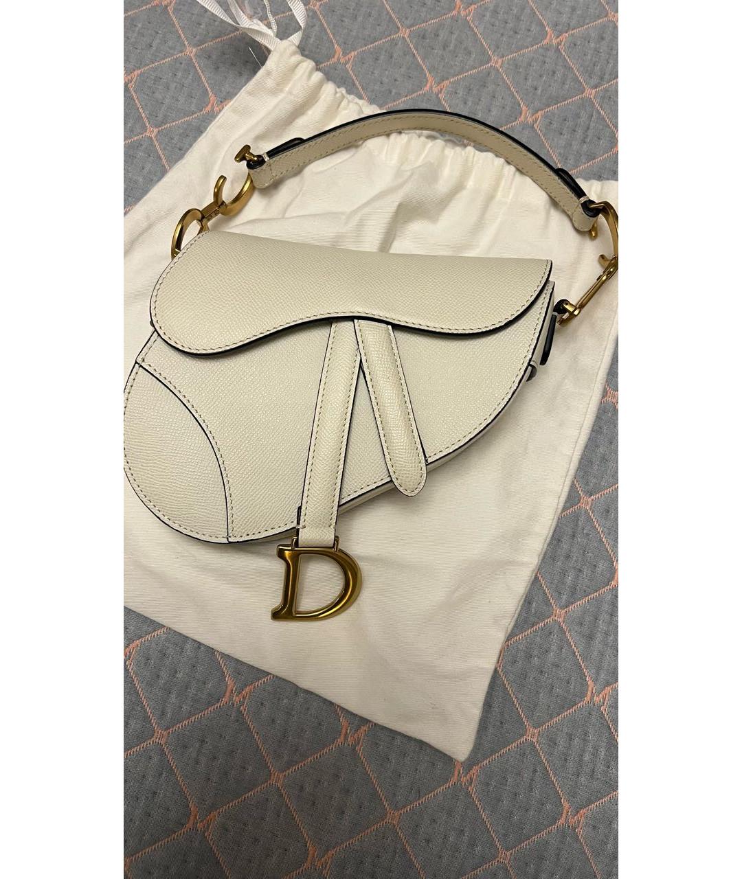 CHRISTIAN DIOR Белая кожаная сумка с короткими ручками, фото 6