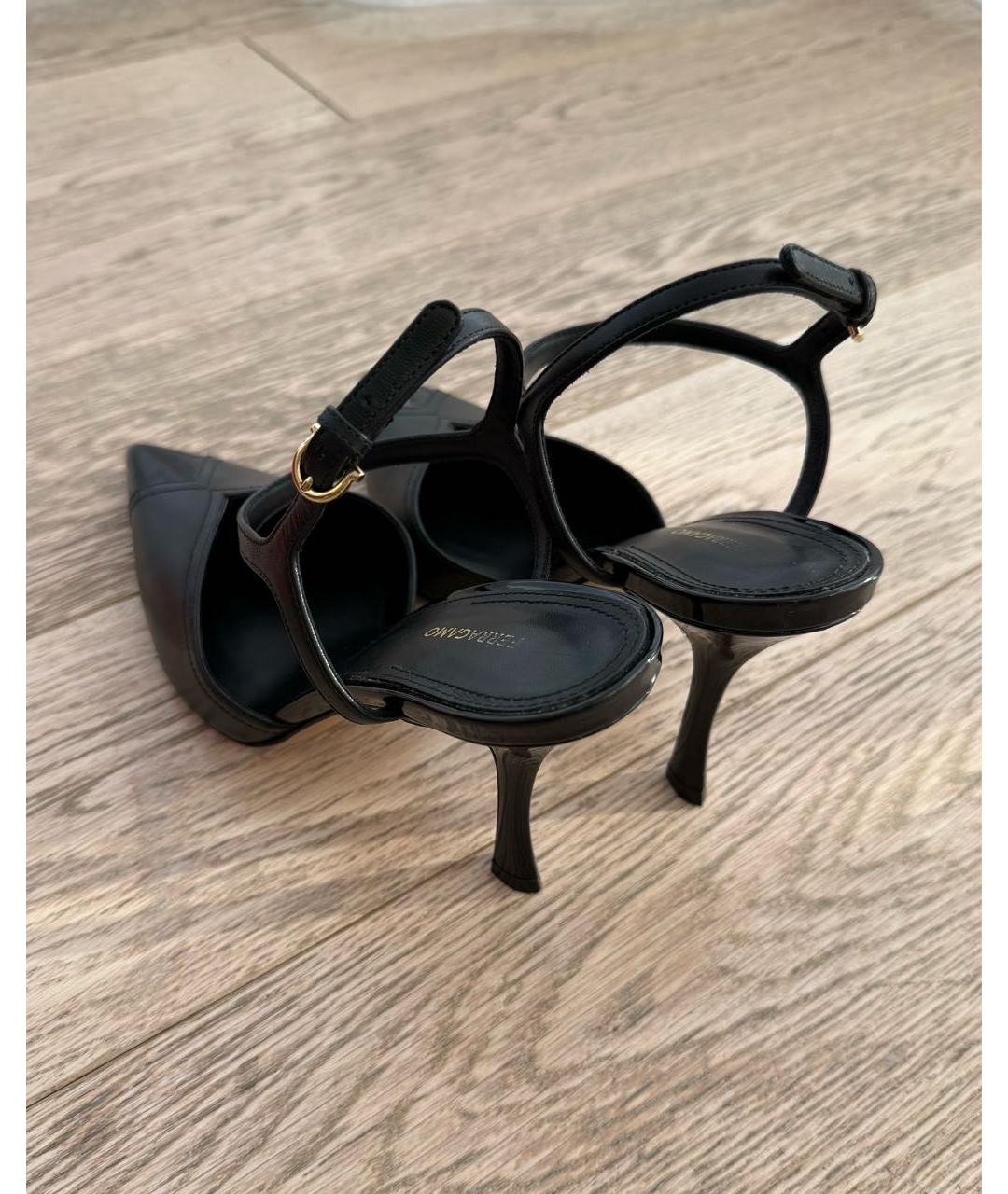 FERRAGAMO Черные кожаные туфли, фото 4