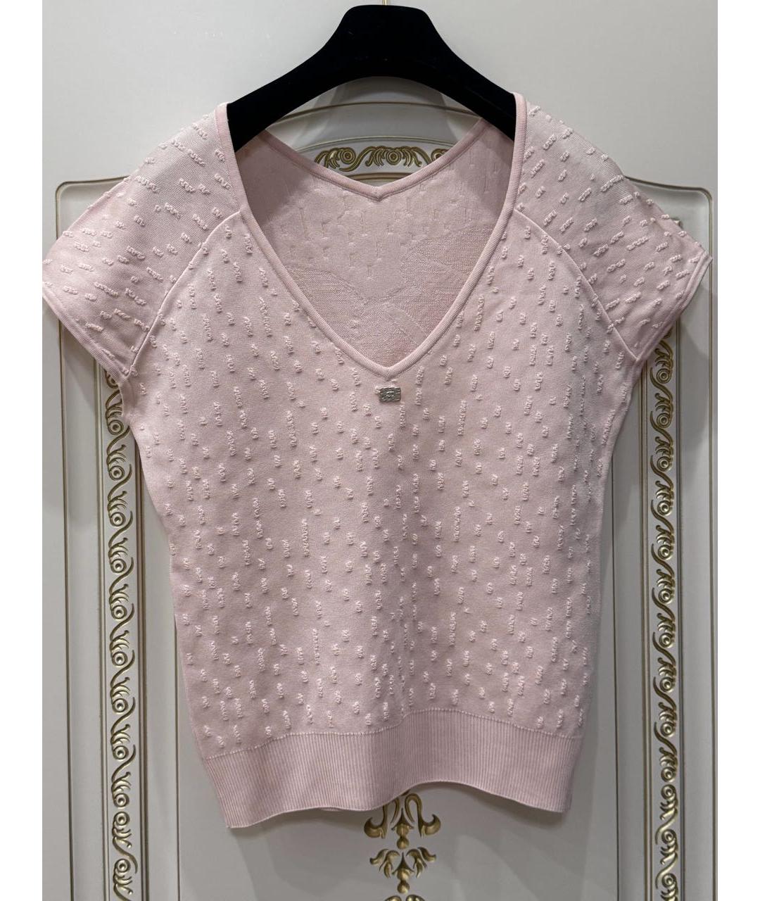 CHANEL Розовая вискозная футболка, фото 2