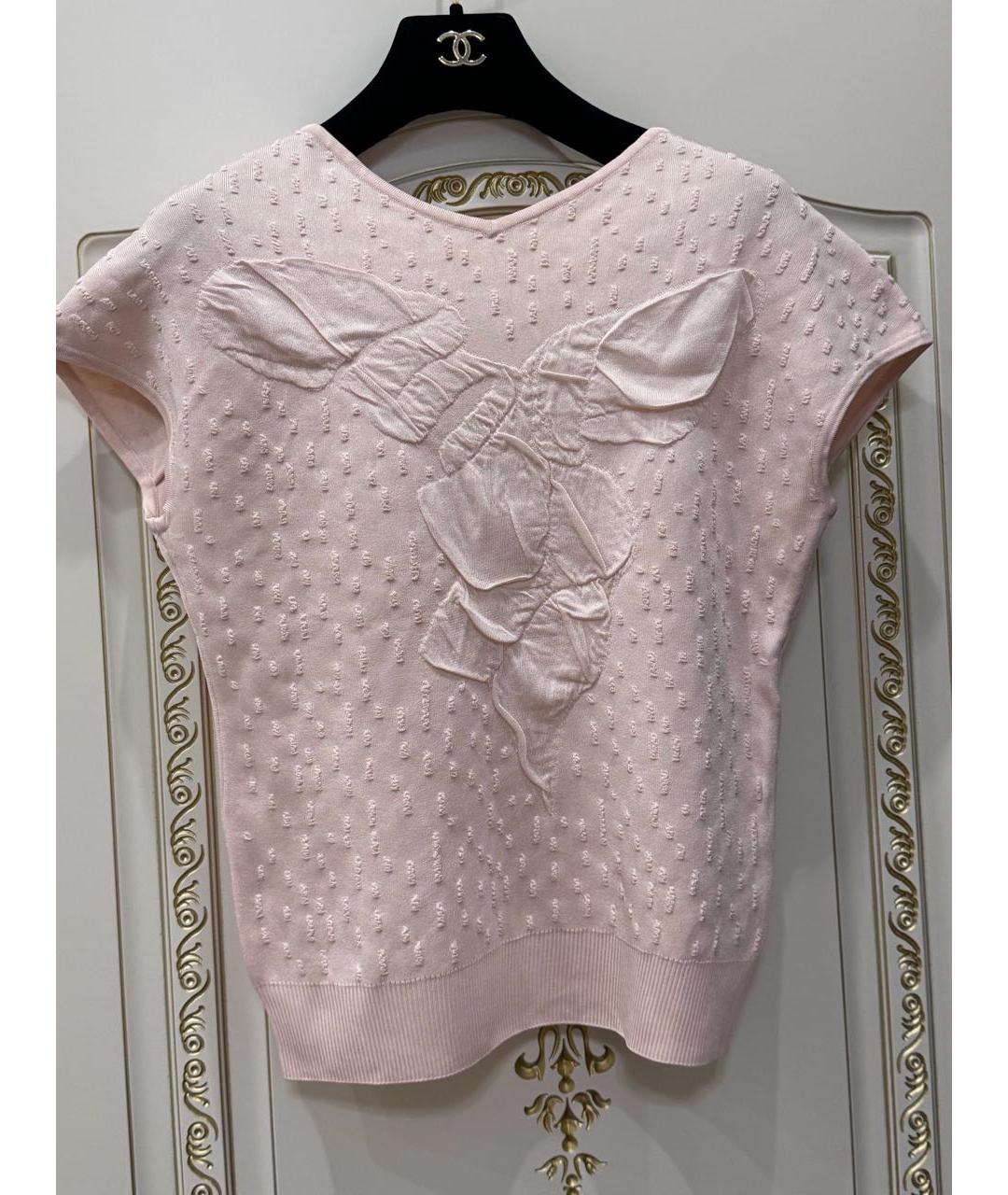 CHANEL Розовая вискозная футболка, фото 6