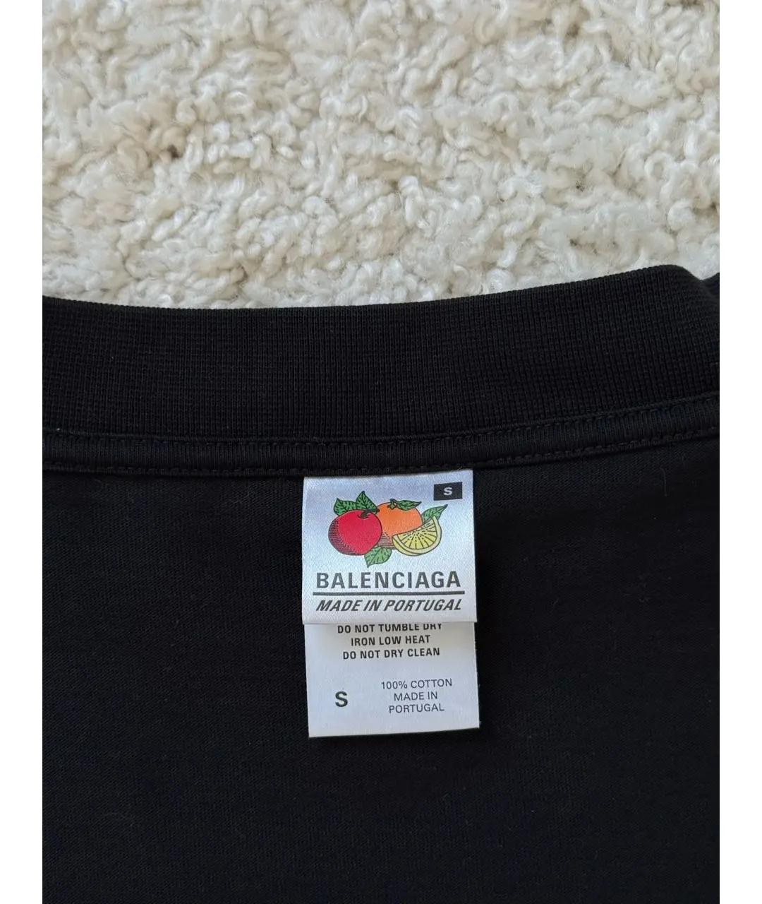 BALENCIAGA Черная хлопковая футболка, фото 4