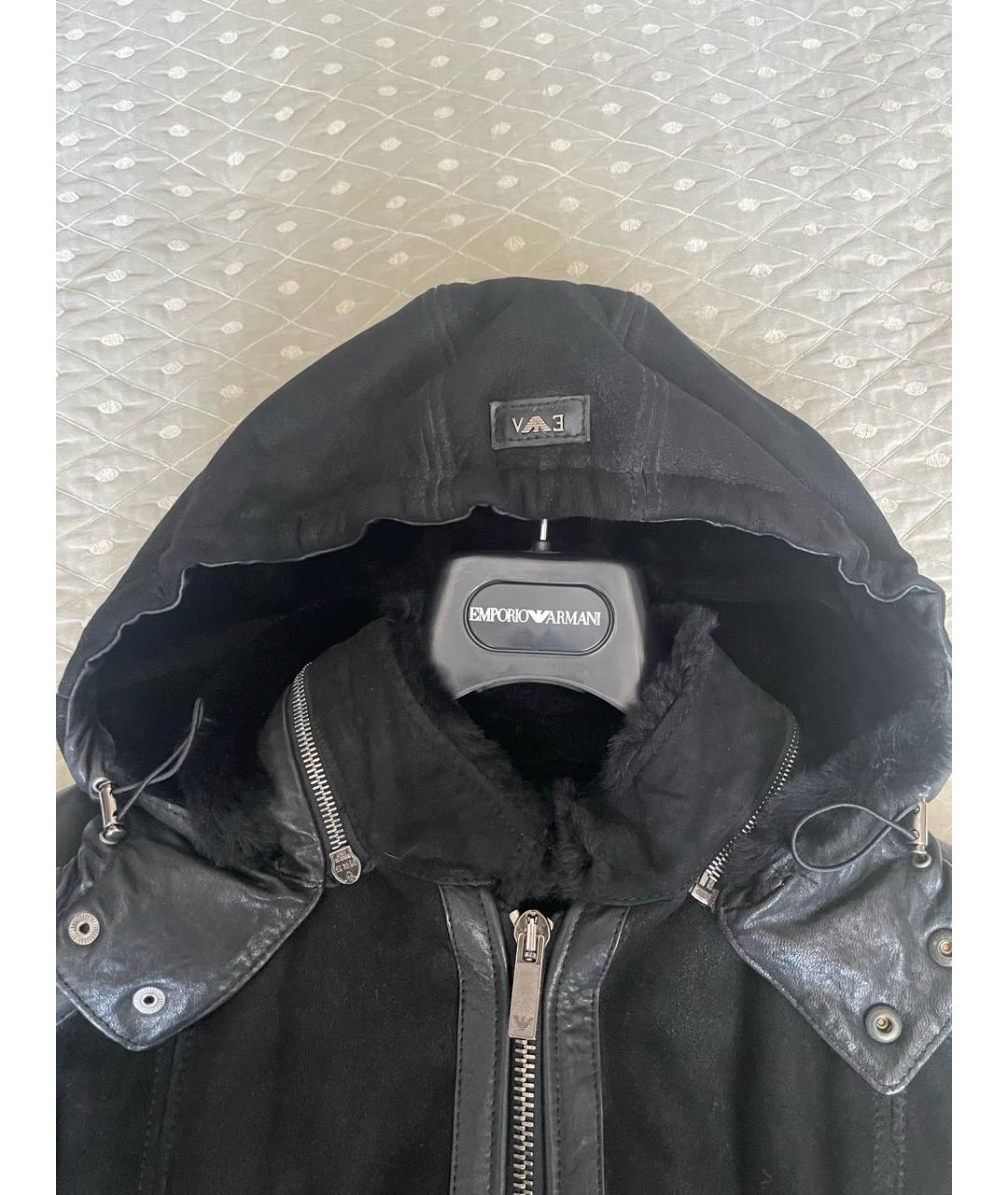 EMPORIO ARMANI Черная замшевая дубленка/шуба, фото 3