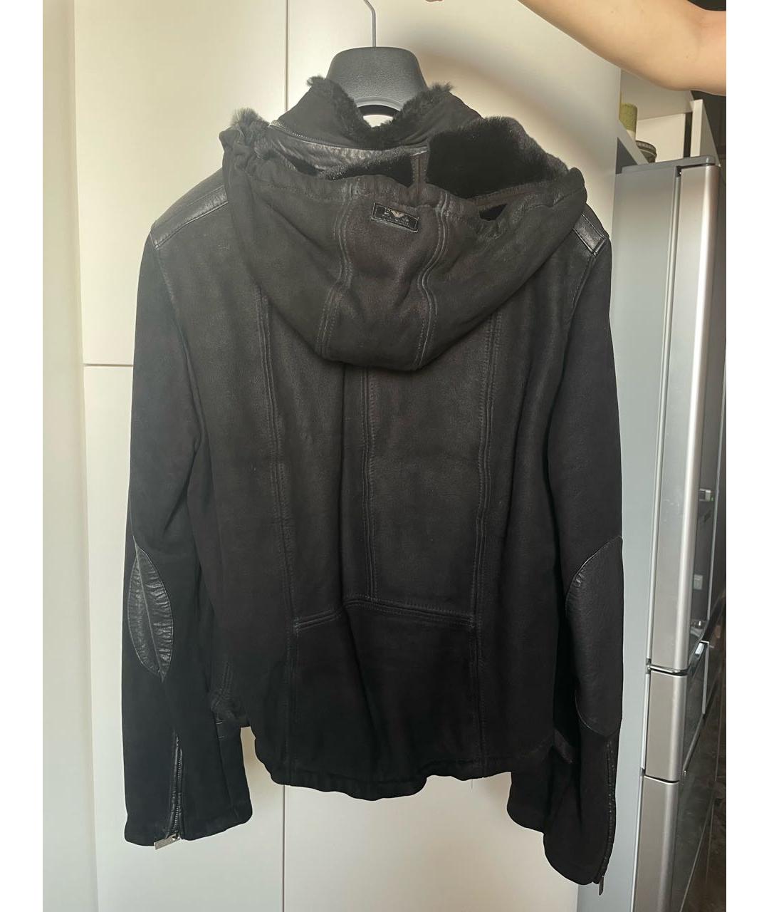EMPORIO ARMANI Черная замшевая дубленка/шуба, фото 2