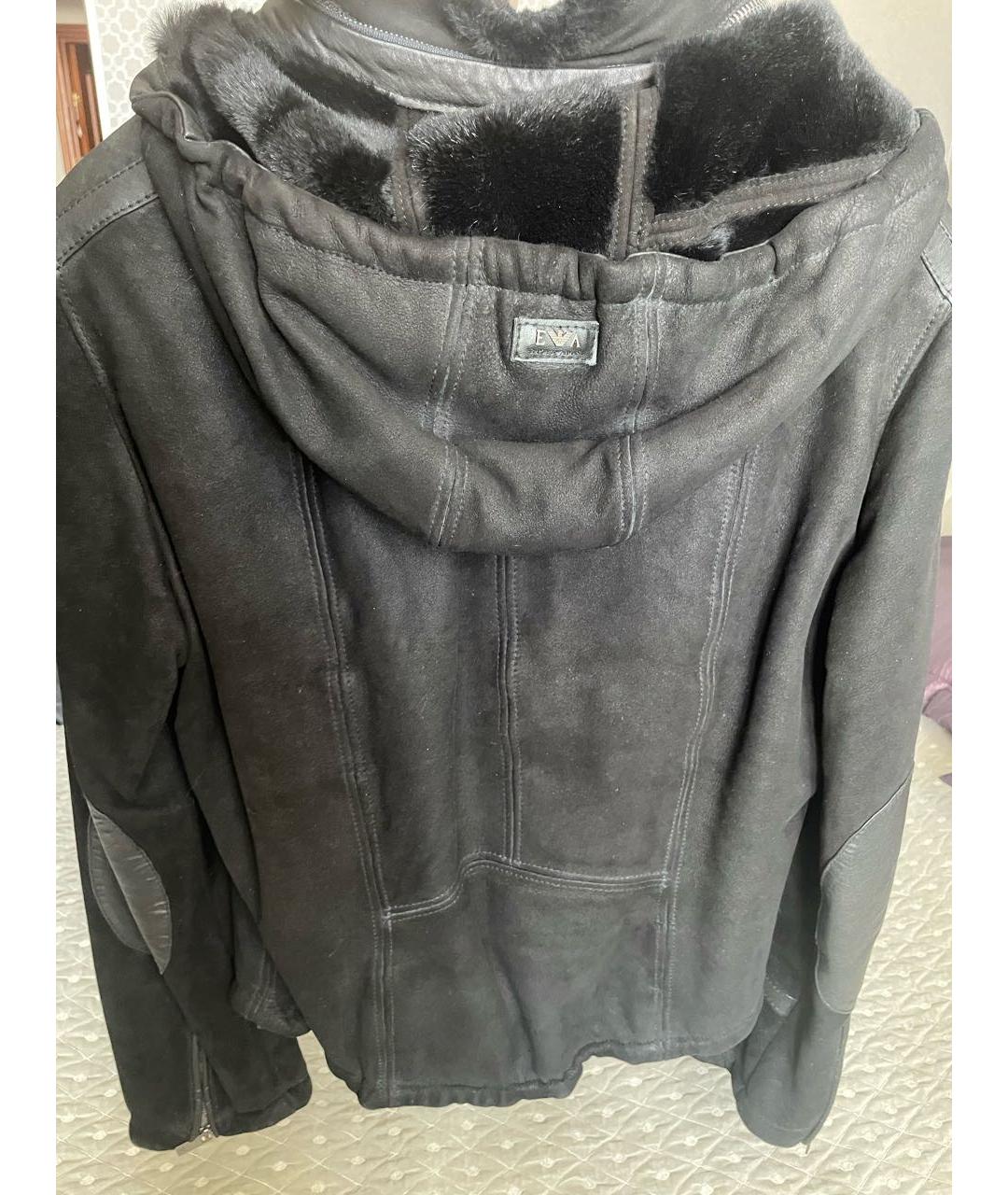 EMPORIO ARMANI Черная замшевая дубленка/шуба, фото 7