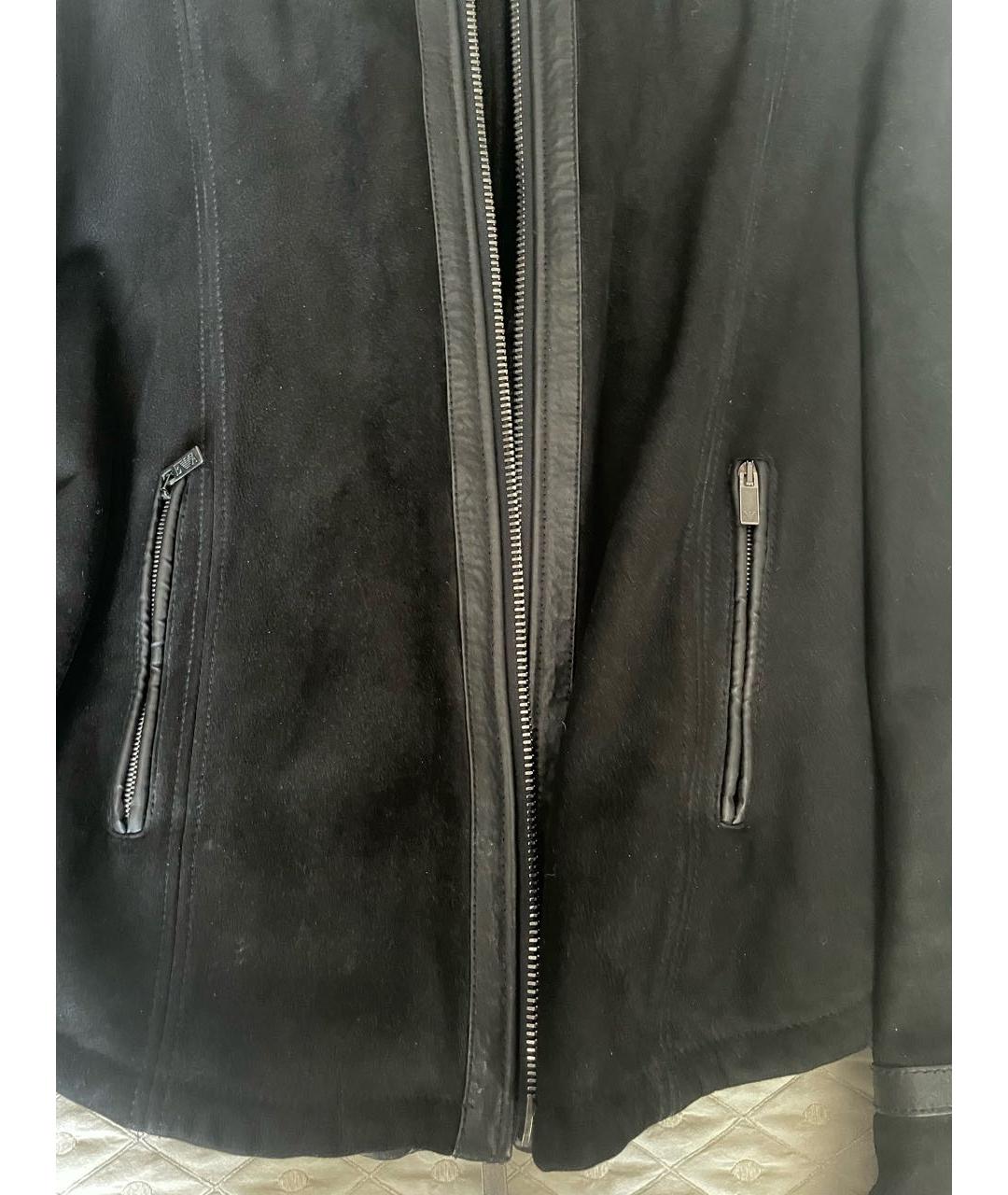 EMPORIO ARMANI Черная замшевая дубленка/шуба, фото 4