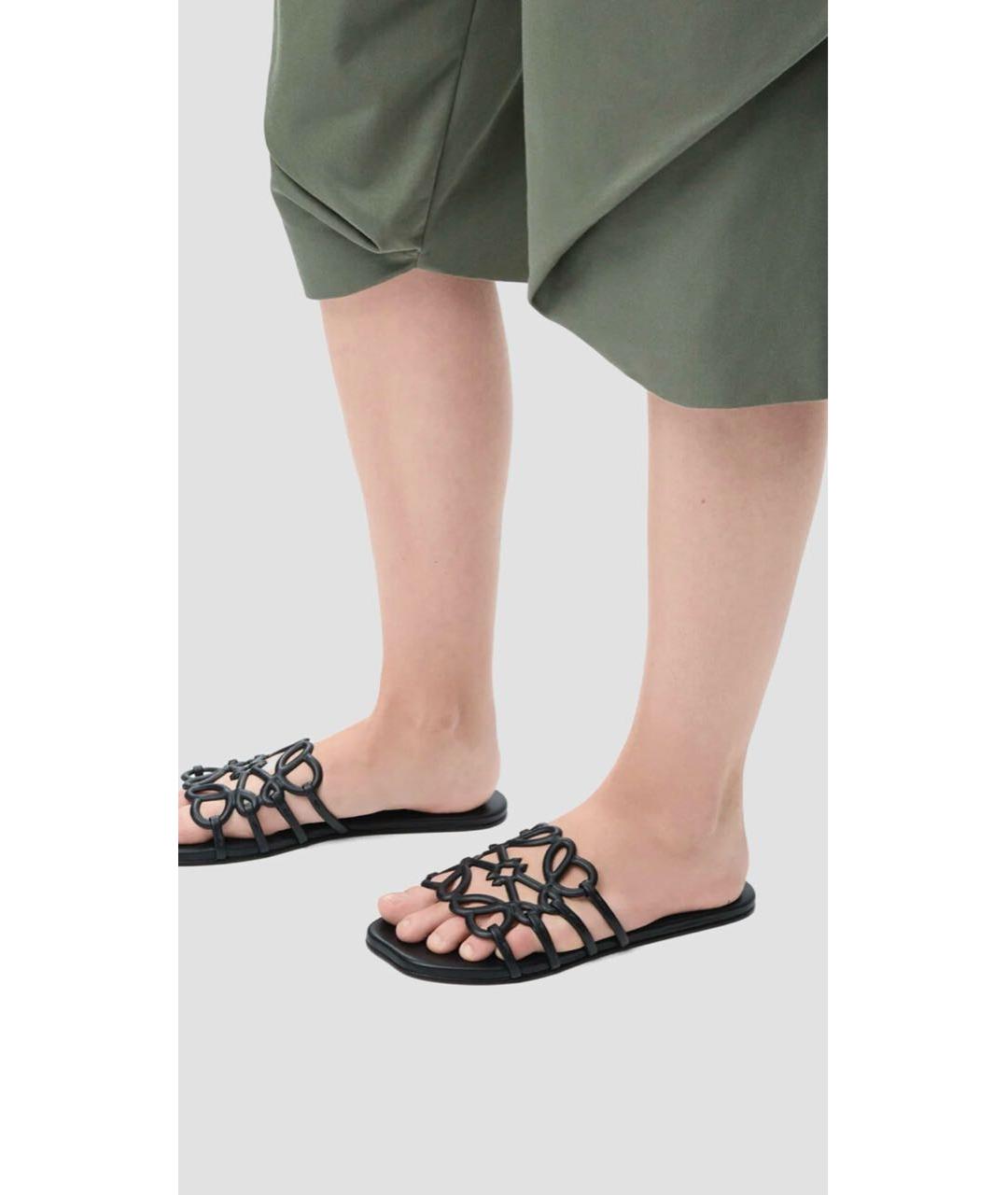 LOEWE Черные кожаные шлепанцы, фото 8