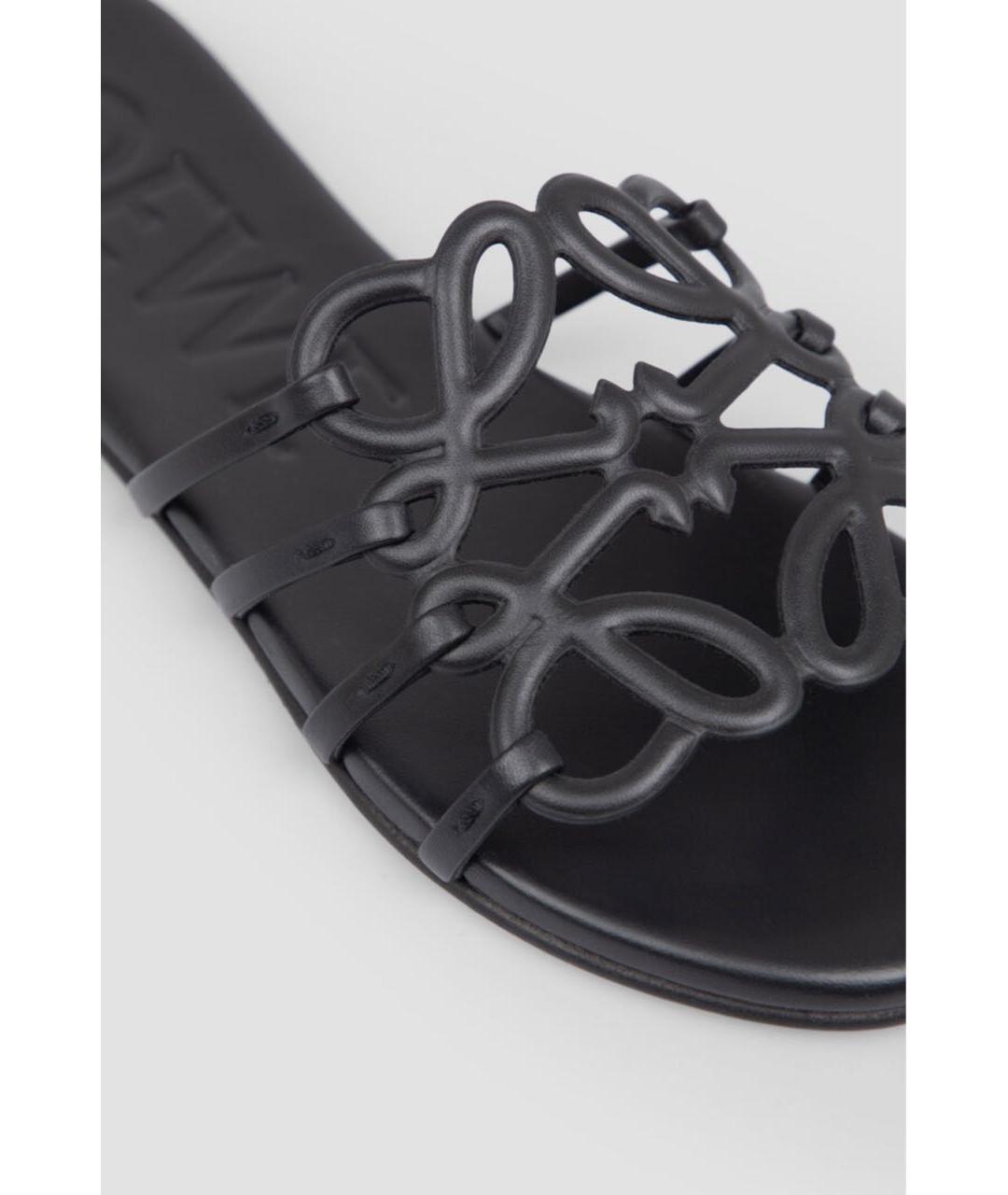 LOEWE Черные кожаные шлепанцы, фото 5