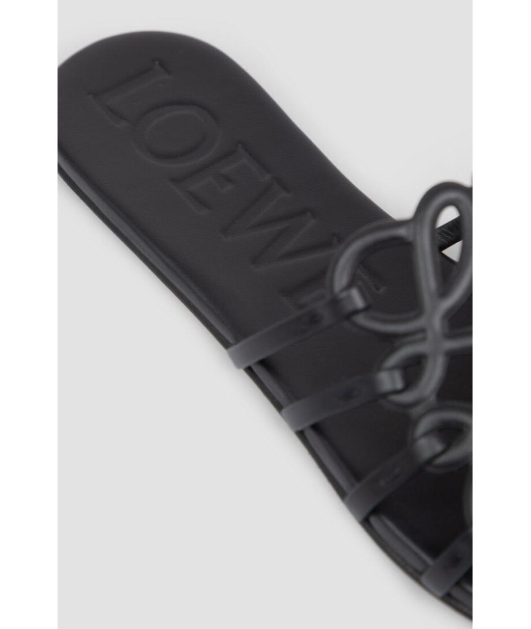 LOEWE Черные кожаные шлепанцы, фото 6