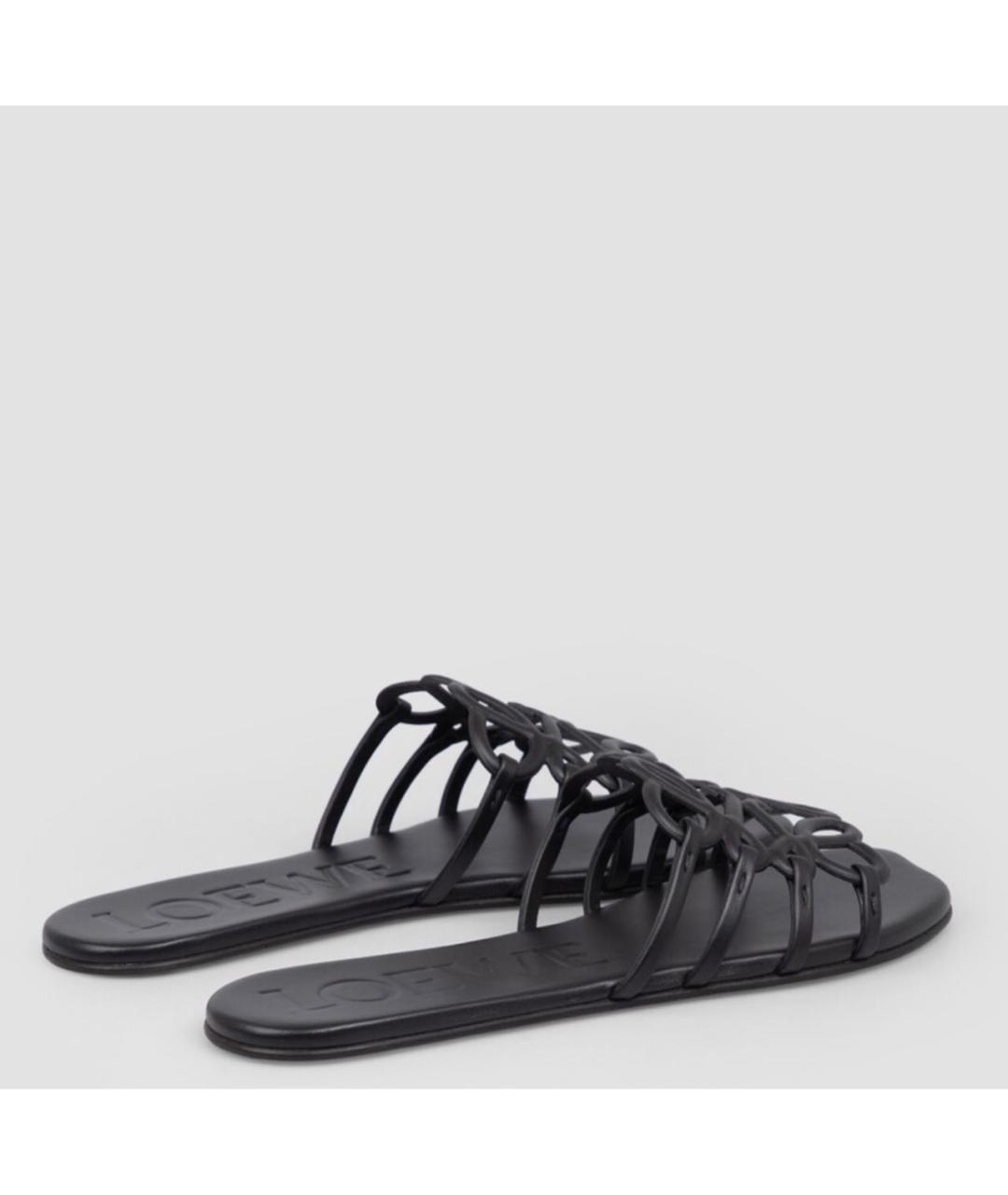 LOEWE Черные кожаные шлепанцы, фото 4