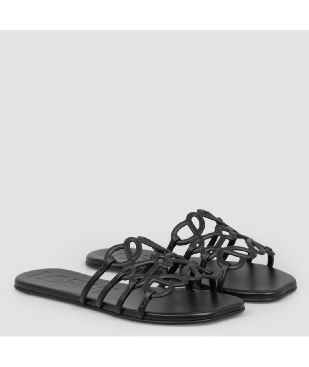 LOEWE Черные кожаные шлепанцы, фото 3
