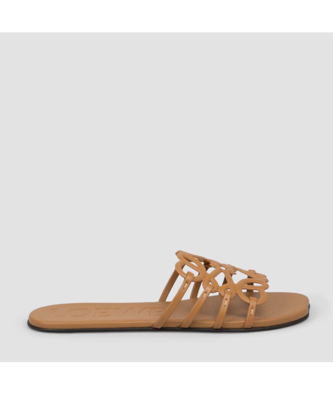 LOEWE Коричневые кожаные шлепанцы, фото 8