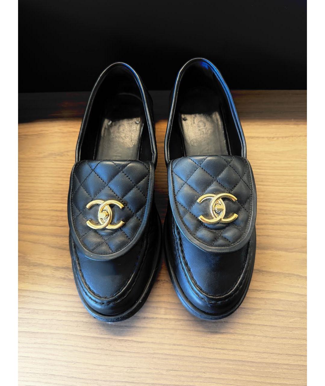 CHANEL Черные кожаные лоферы, фото 2