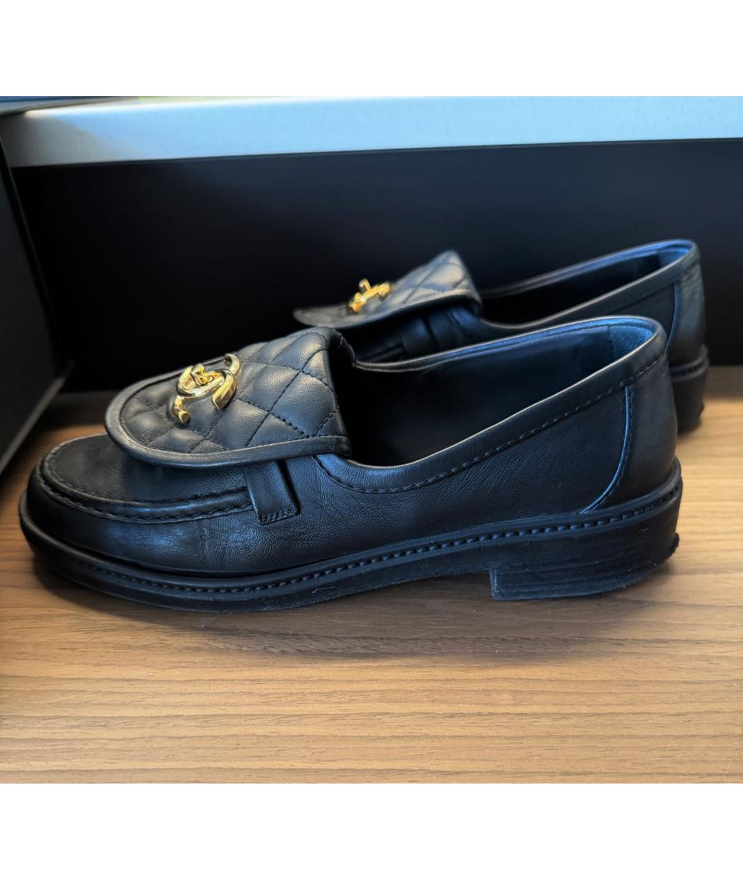 CHANEL Черные кожаные лоферы, фото 9