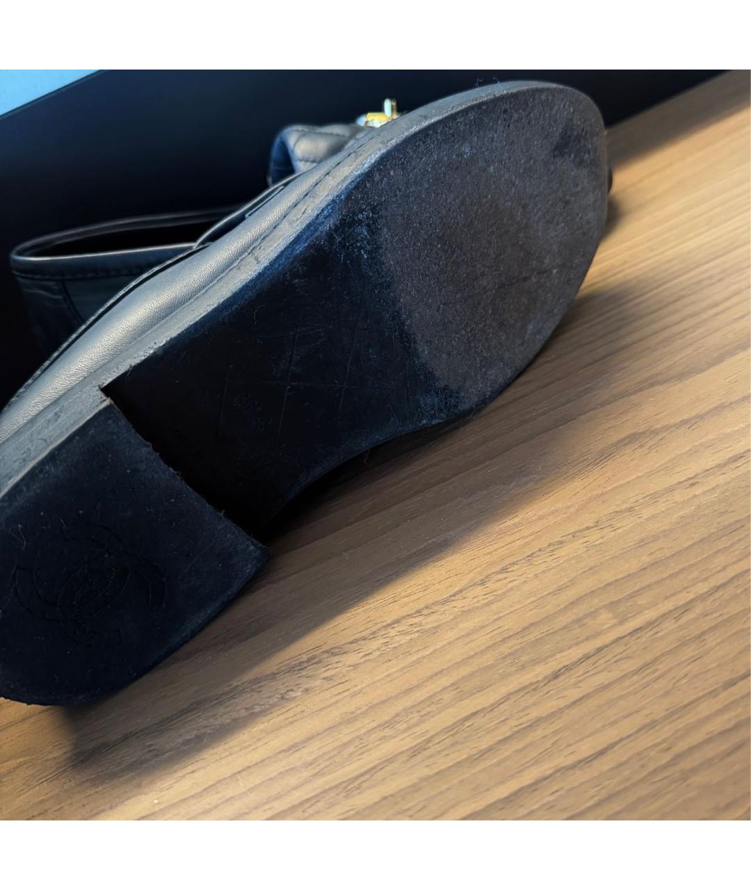 CHANEL Черные кожаные лоферы, фото 5