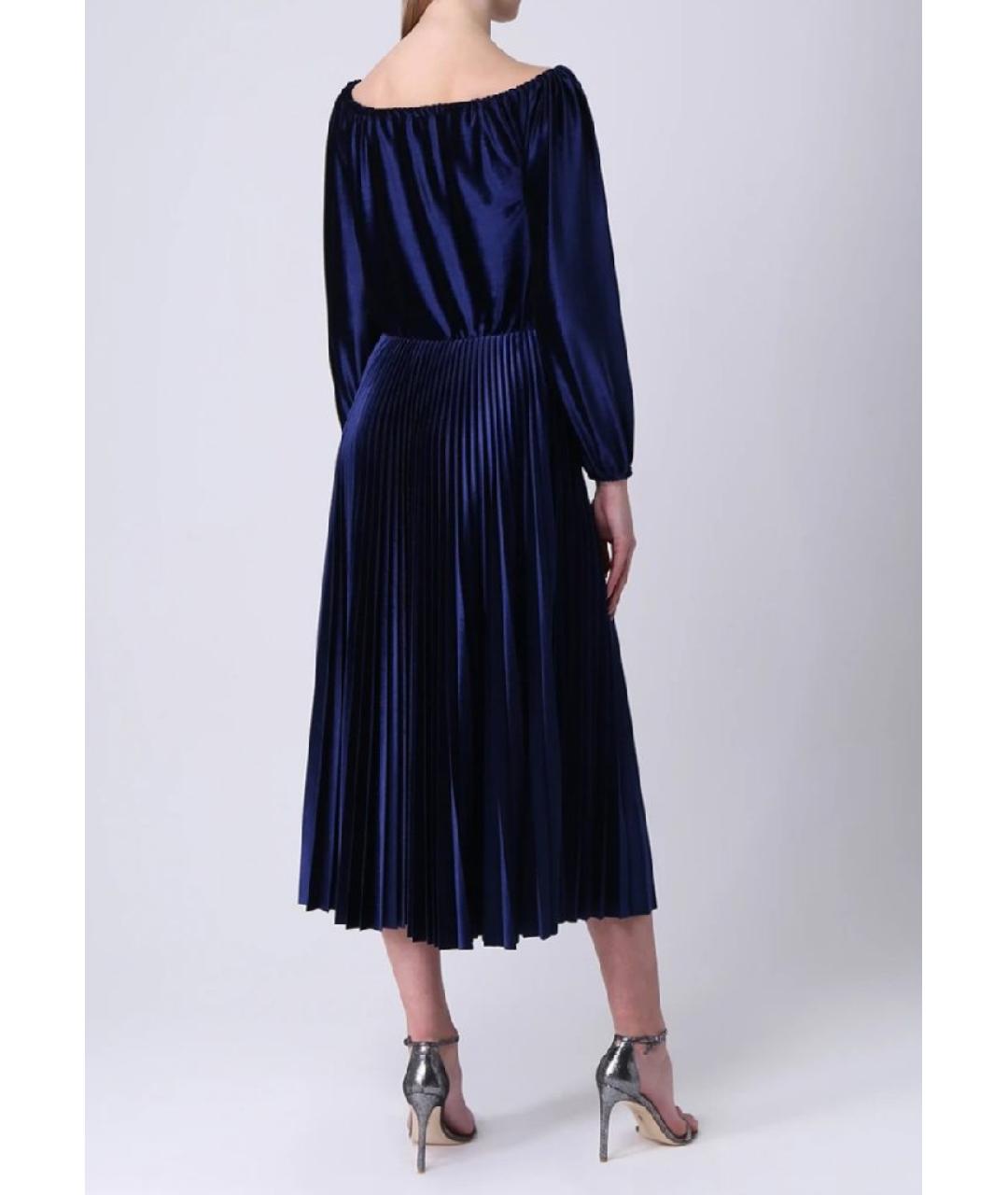 VALENTINO Темно-синее велюровое повседневное платье, фото 3