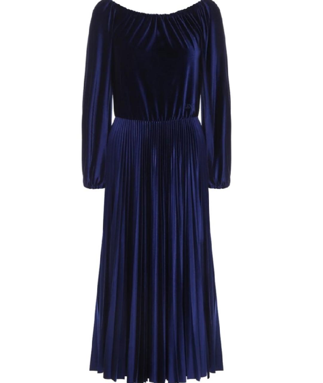 VALENTINO Темно-синее велюровое повседневное платье, фото 4