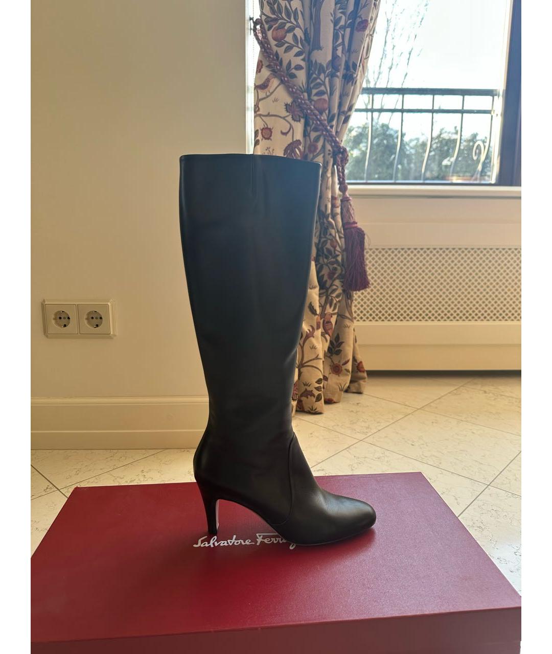 FERRAGAMO Коричневые кожаные сапоги, фото 7