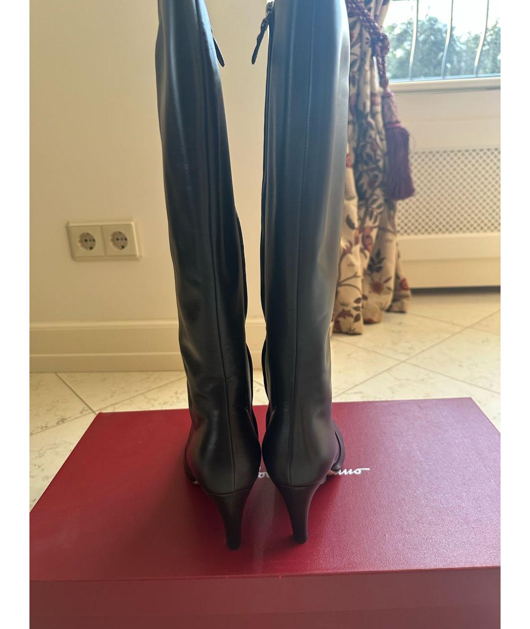 FERRAGAMO Коричневые кожаные сапоги, фото 4