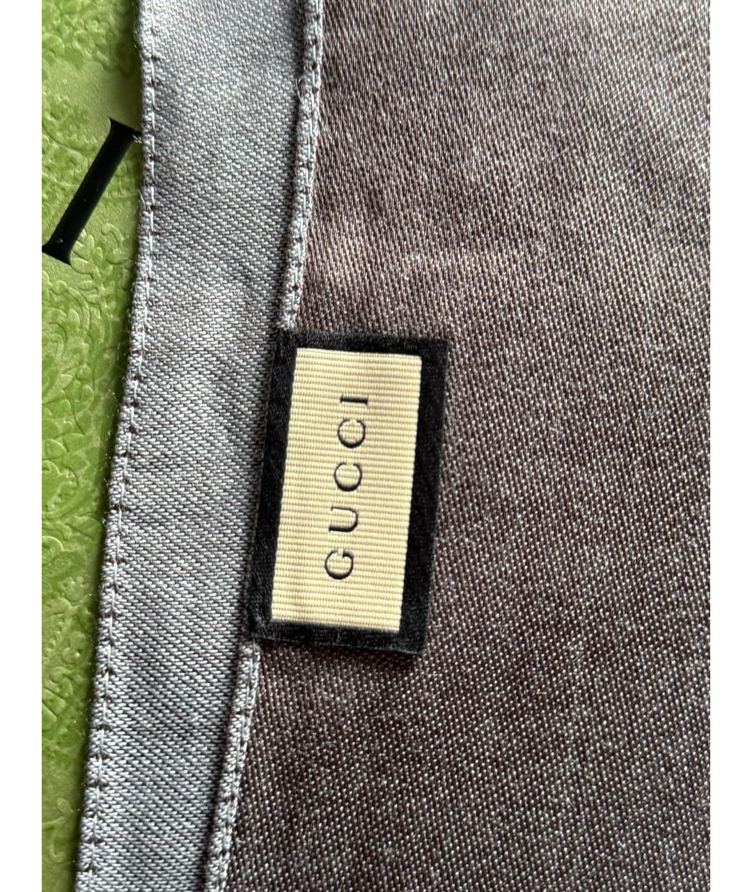 GUCCI Коричневый шерстяной шарф, фото 3