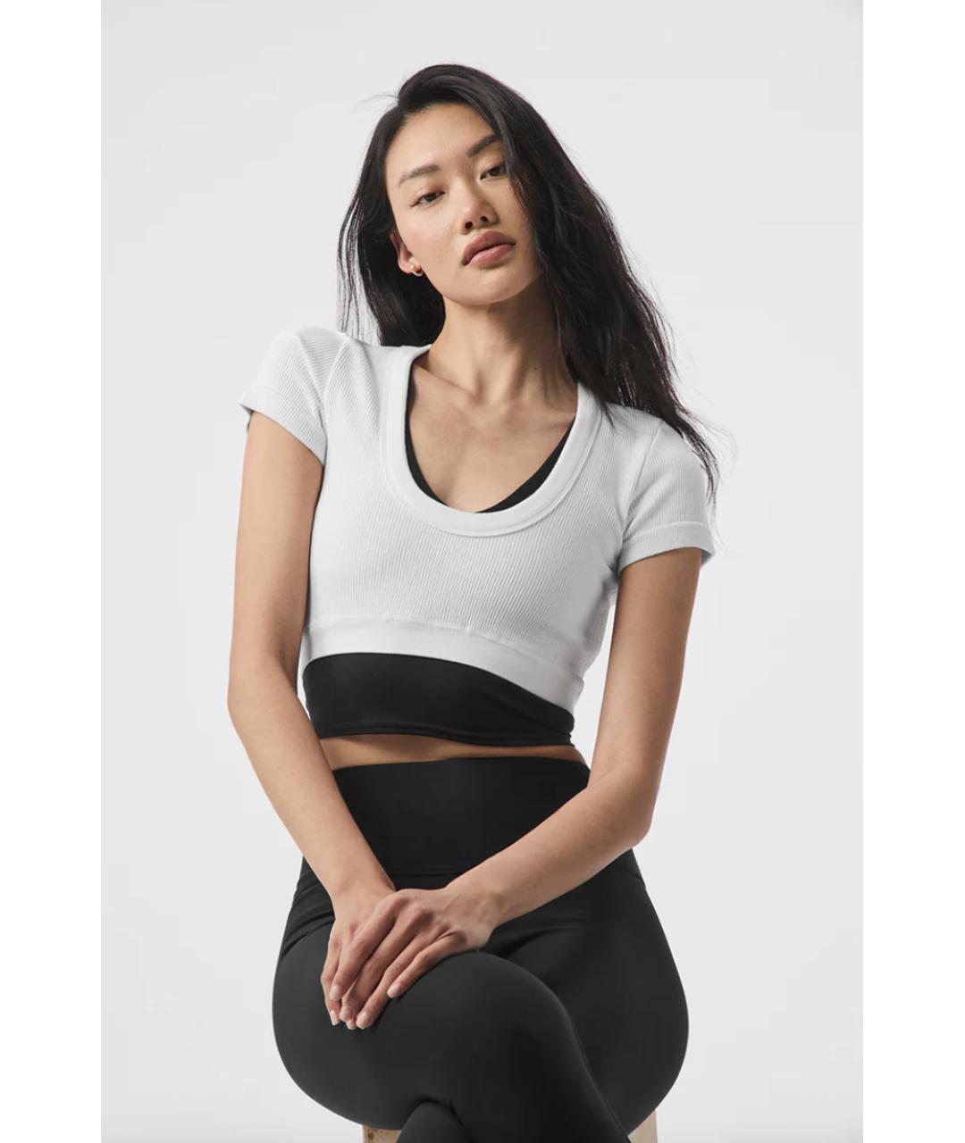 ALO YOGA Белая хлопковая футболка, фото 3