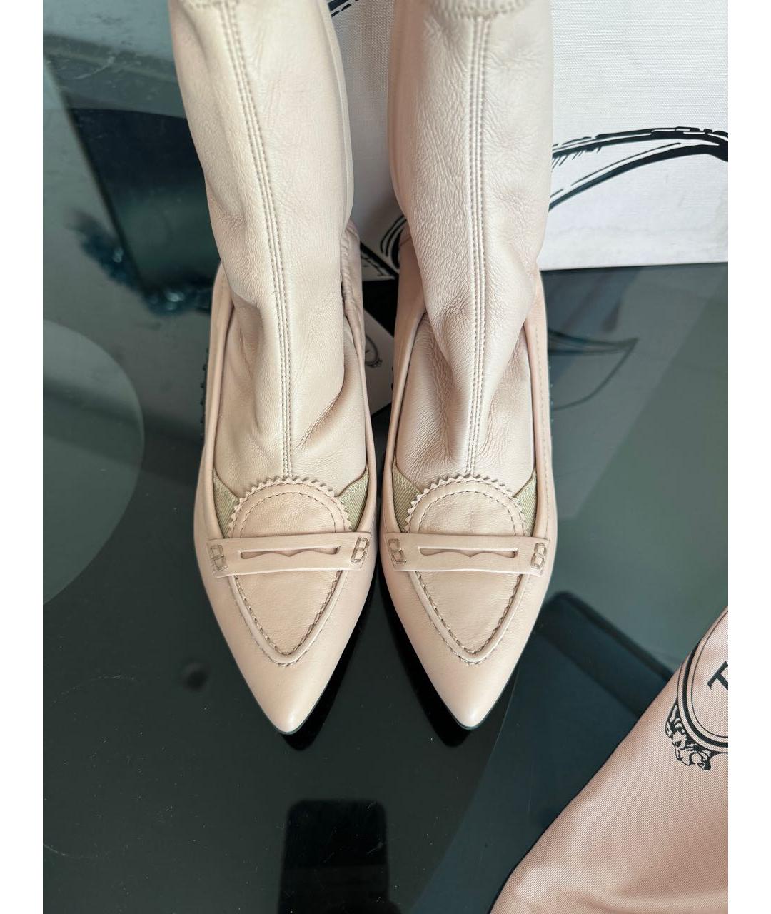 TOD'S Бежевые кожаные ботильоны, фото 4