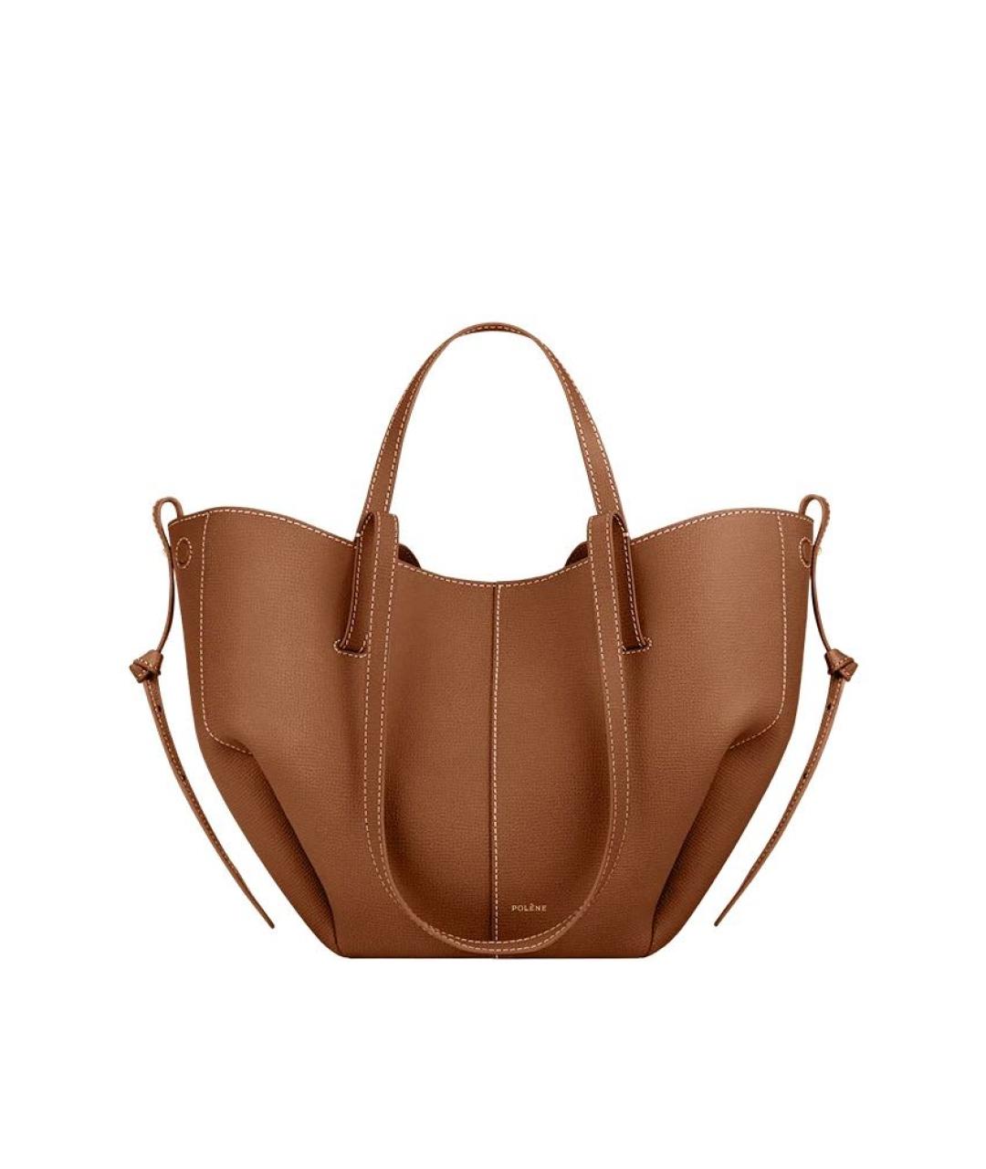 POLENE Коричневая кожаная сумка тоут, фото 3