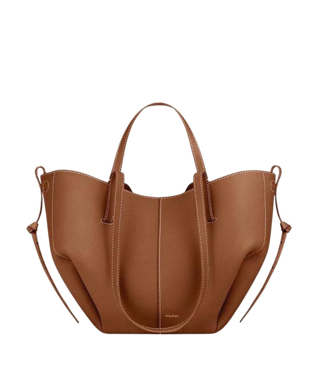 POLENE Коричневая кожаная сумка тоут, фото 1