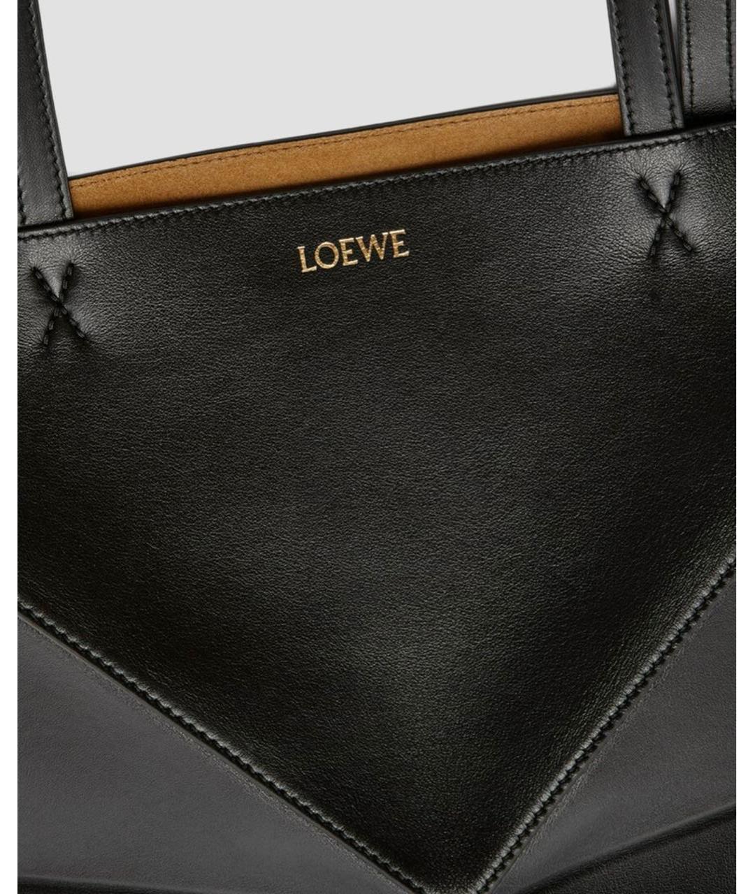 LOEWE Черная кожаная сумка тоут, фото 6