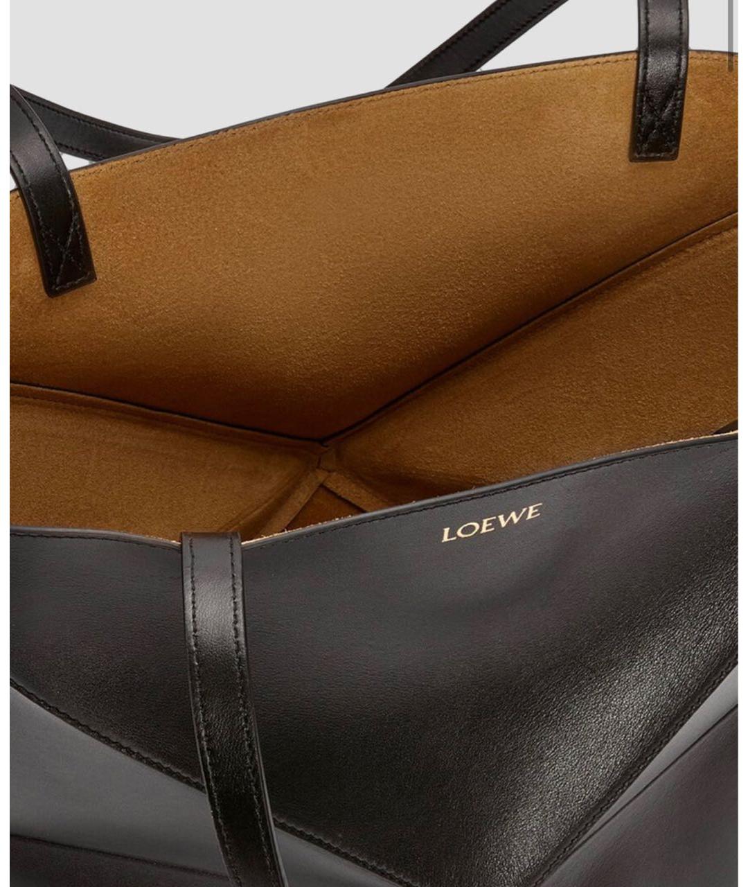 LOEWE Черная кожаная сумка тоут, фото 7