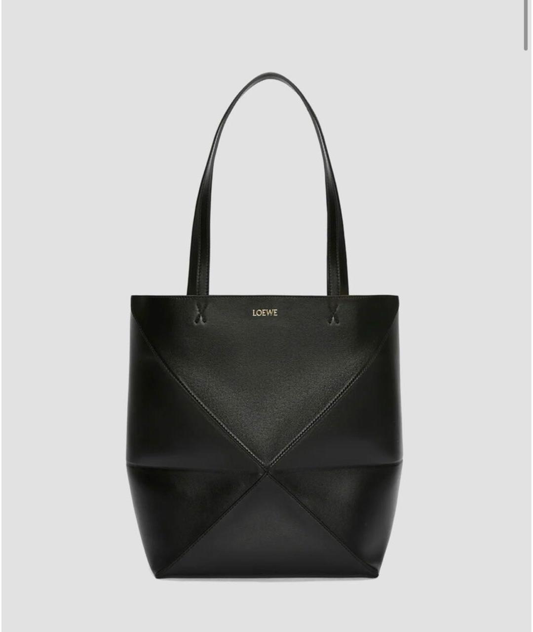 LOEWE Черная кожаная сумка тоут, фото 9