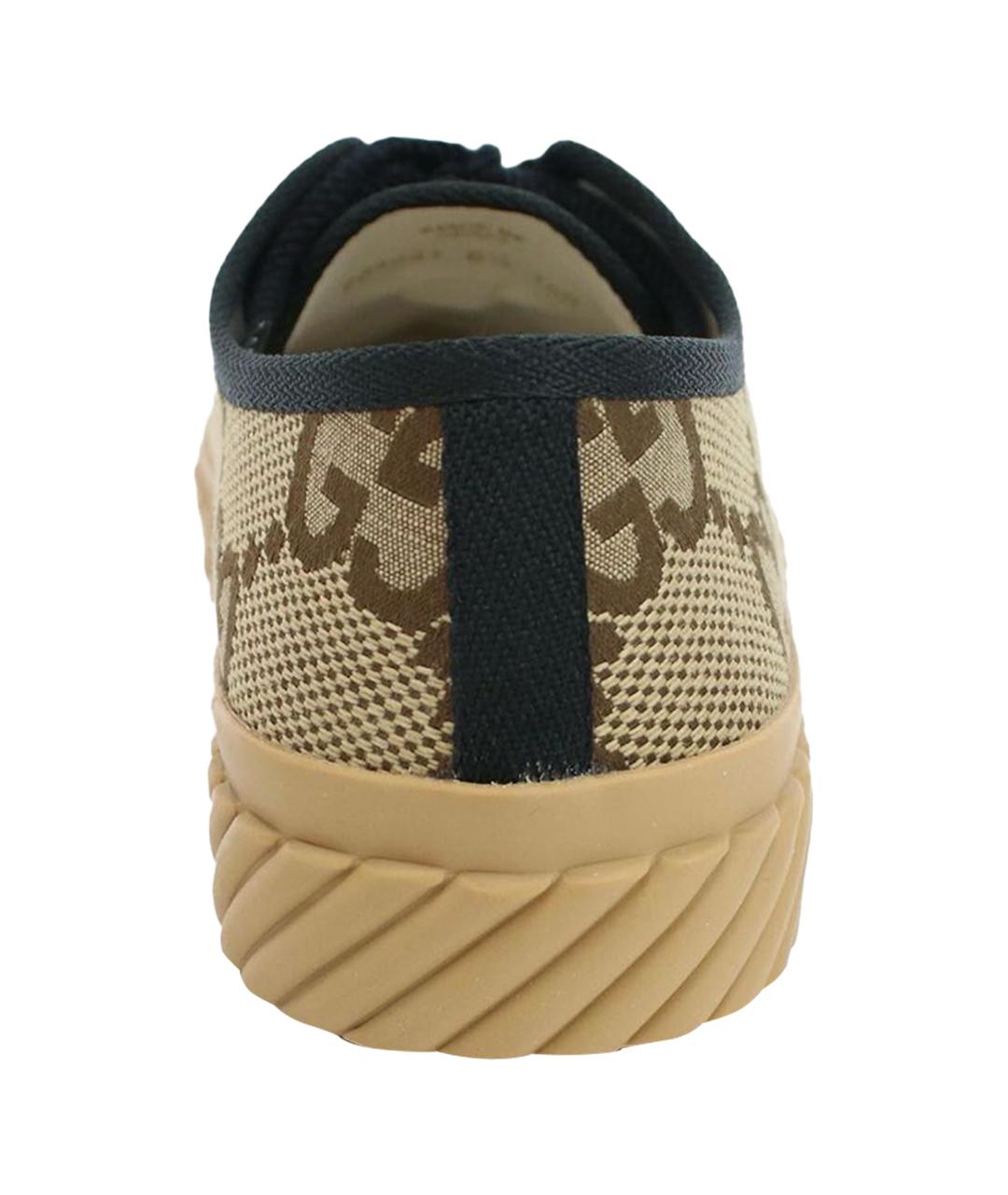 GUCCI Бежевые текстильные низкие кроссовки / кеды, фото 12