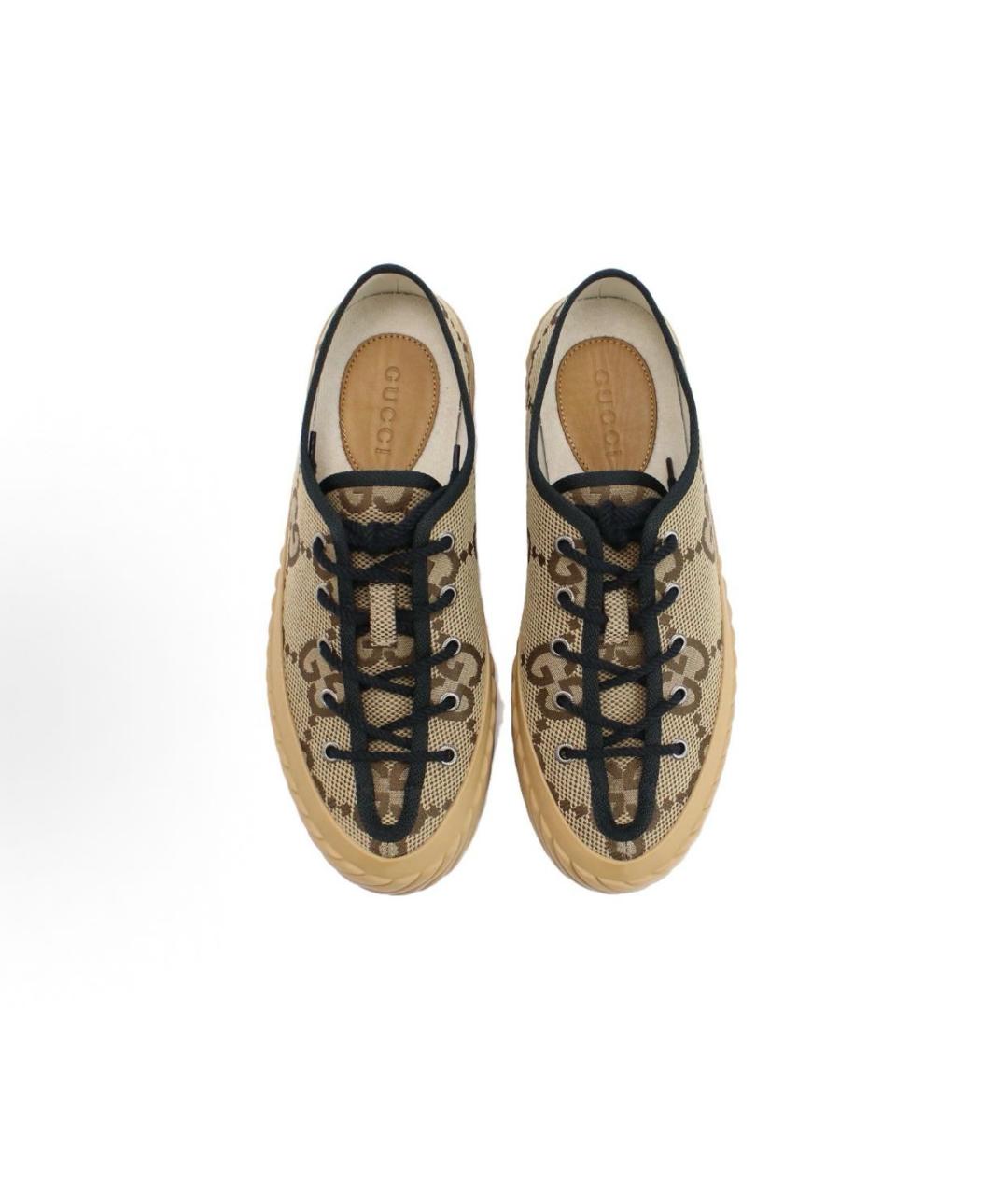 GUCCI Бежевые текстильные низкие кроссовки / кеды, фото 2