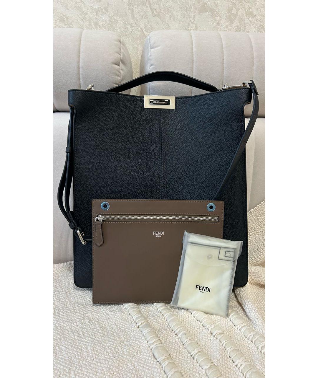 FENDI Черная кожаная сумка через плечо, фото 8